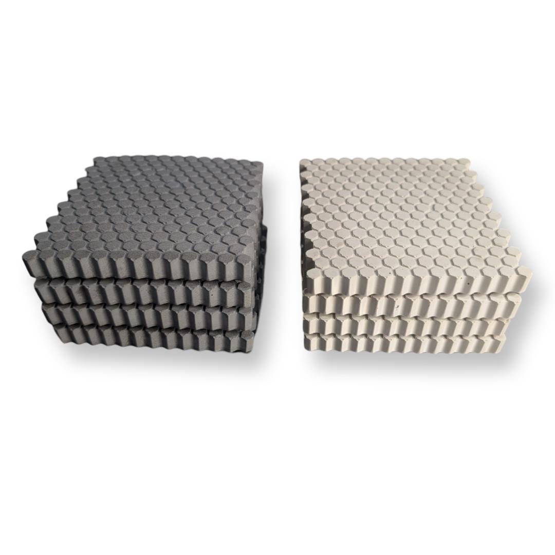 HexGrip Concrete Coasters: Modern Honeycomb Texture, Minimalist Set