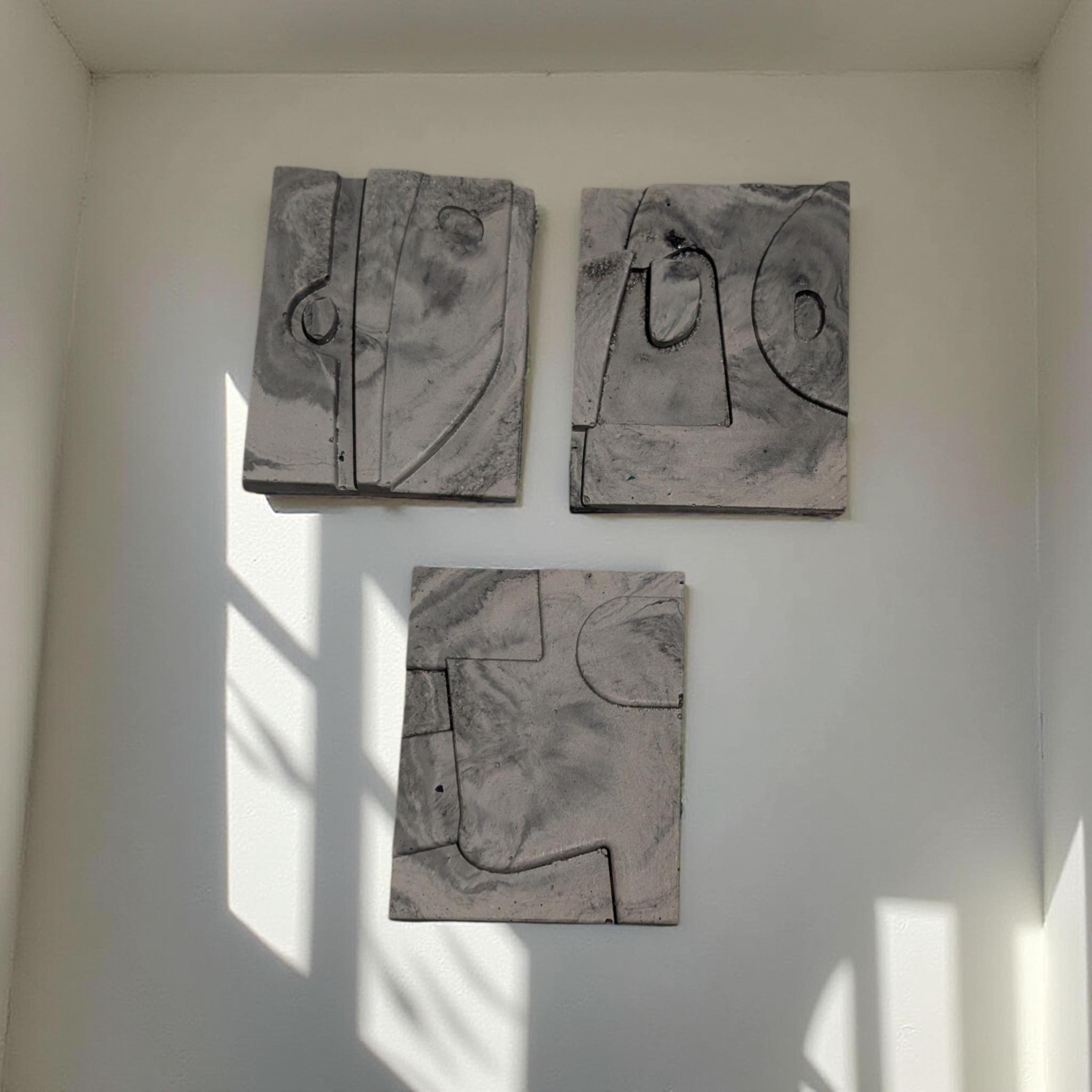 Modern Abstract Concrete Fridge Magnet Set (Pack of 3)