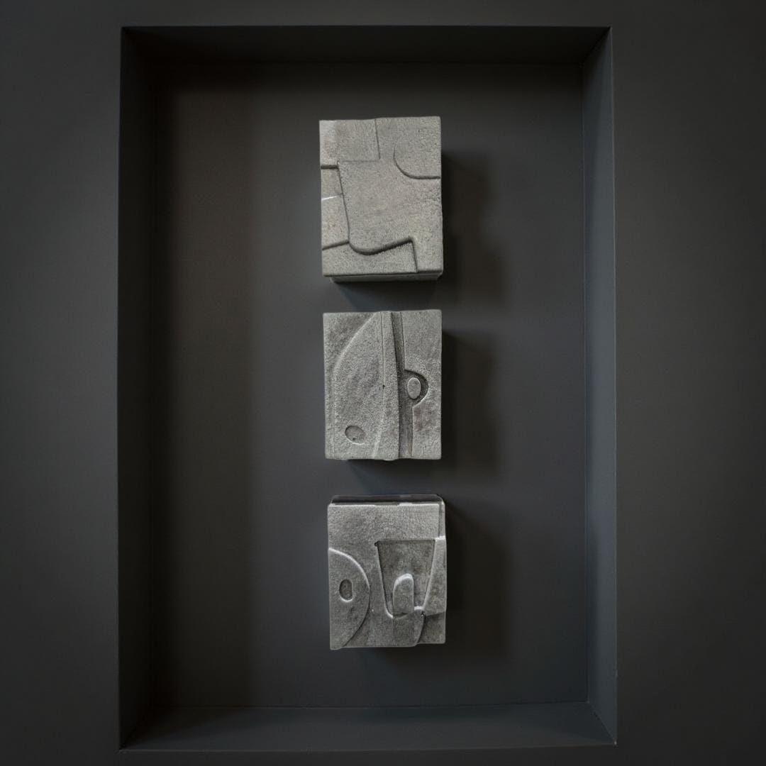 Modern Abstract Concrete Fridge Magnet Set (Pack of 3)