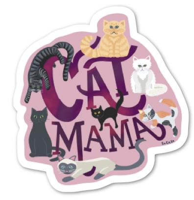 Cat Mama Vinyl Sticker | Original Art Sticker for Cat Moms | Waterproof Die-Cut Sticker