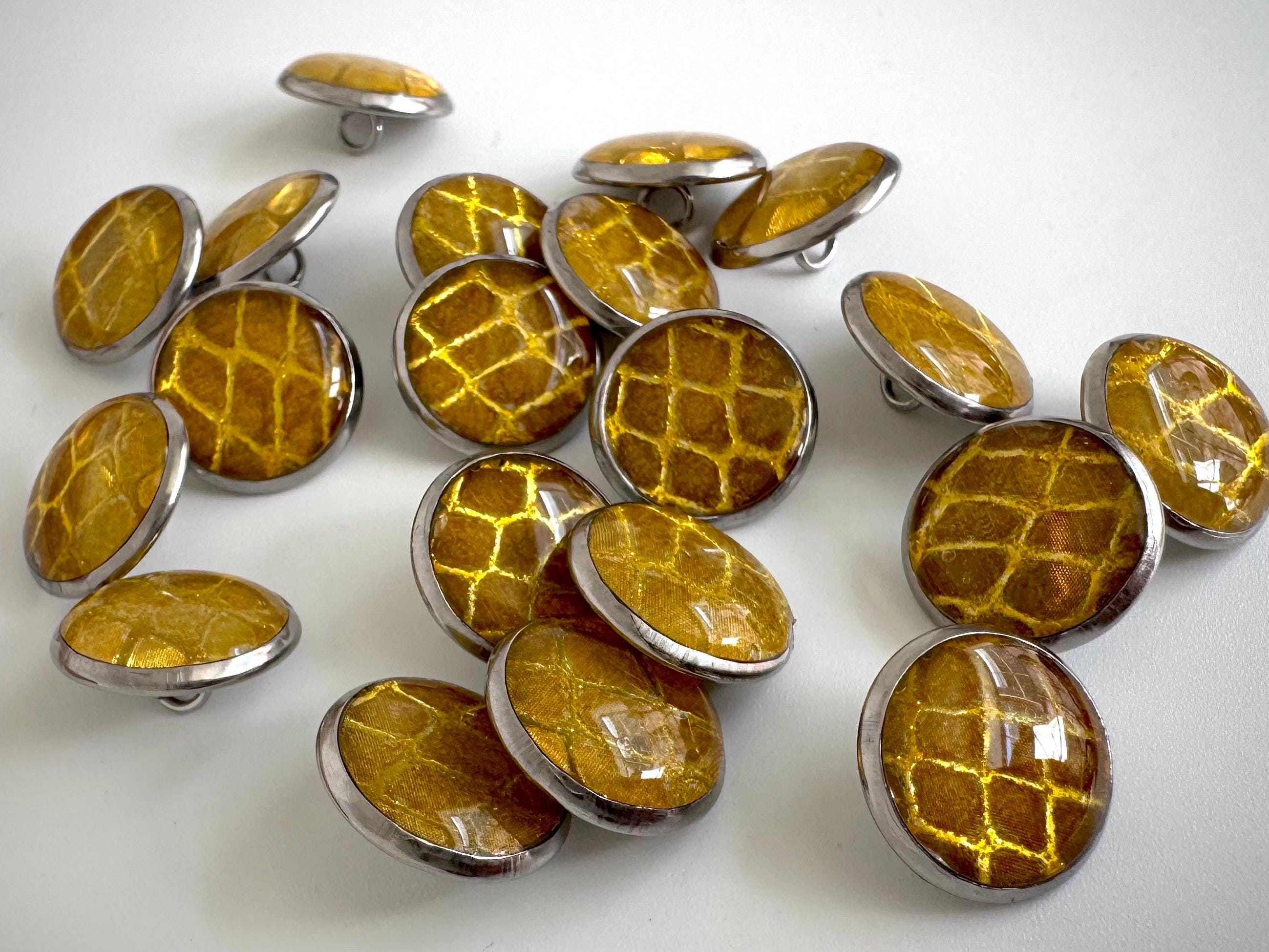Small Round Buttons - Gold Snakeskin - Year of the Snake - 12mm Stainless Steel