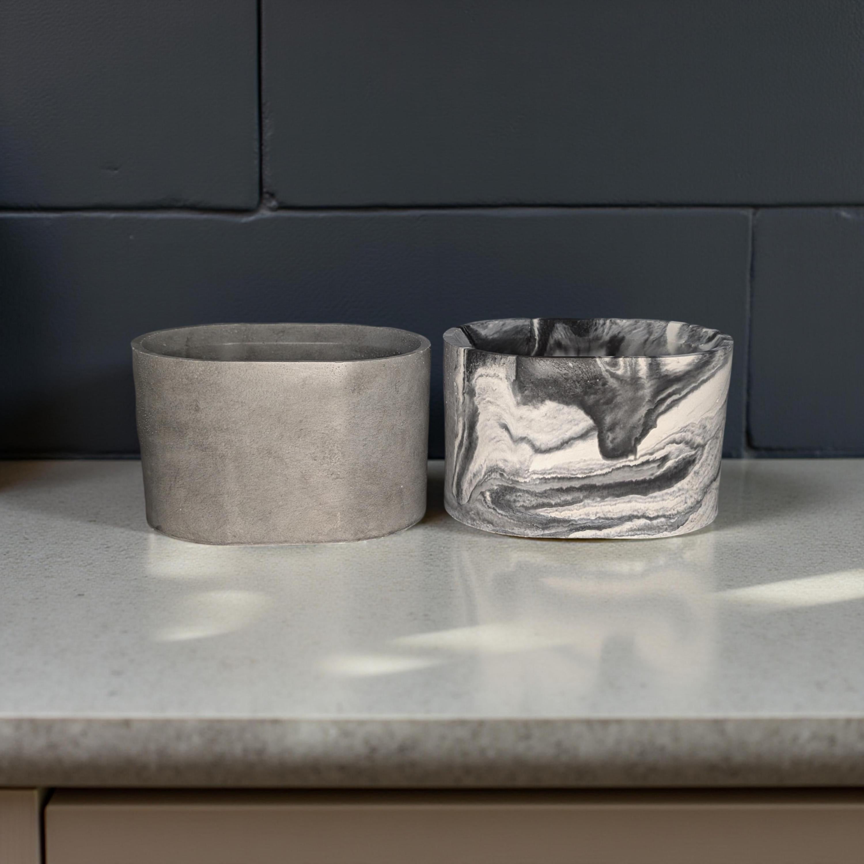 Handmade Concrete Oval Planter: Modern Minimalist Decor (4"x3")