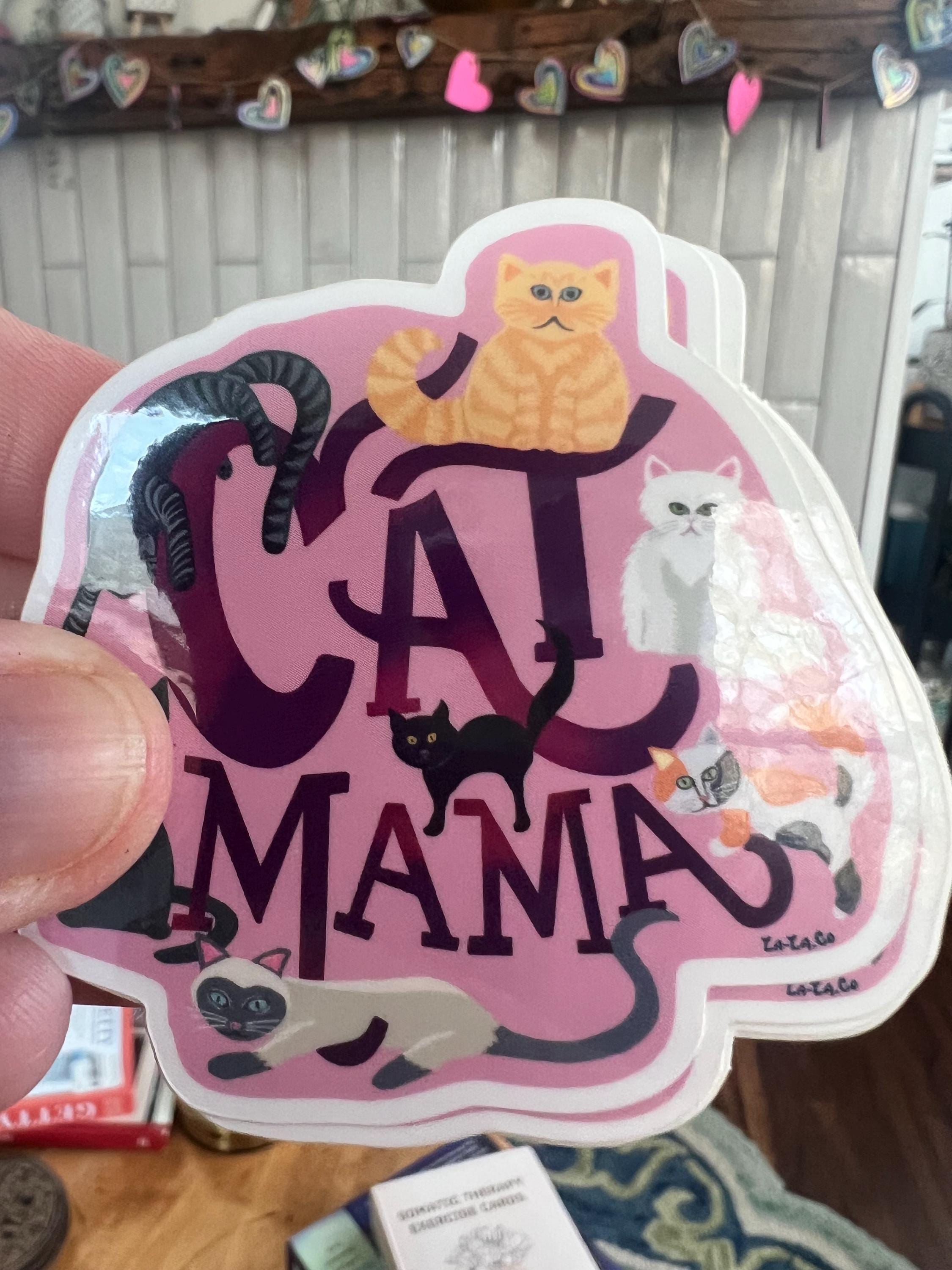 Cat Mama Vinyl Sticker | Original Art Sticker for Cat Moms | Waterproof Die-Cut Sticker