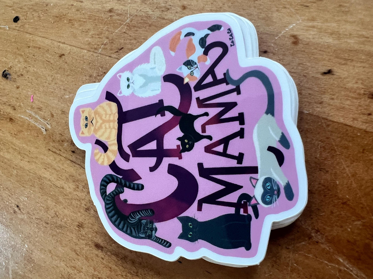 Cat Mama Vinyl Sticker | Original Art Sticker for Cat Moms | Waterproof Die-Cut Sticker