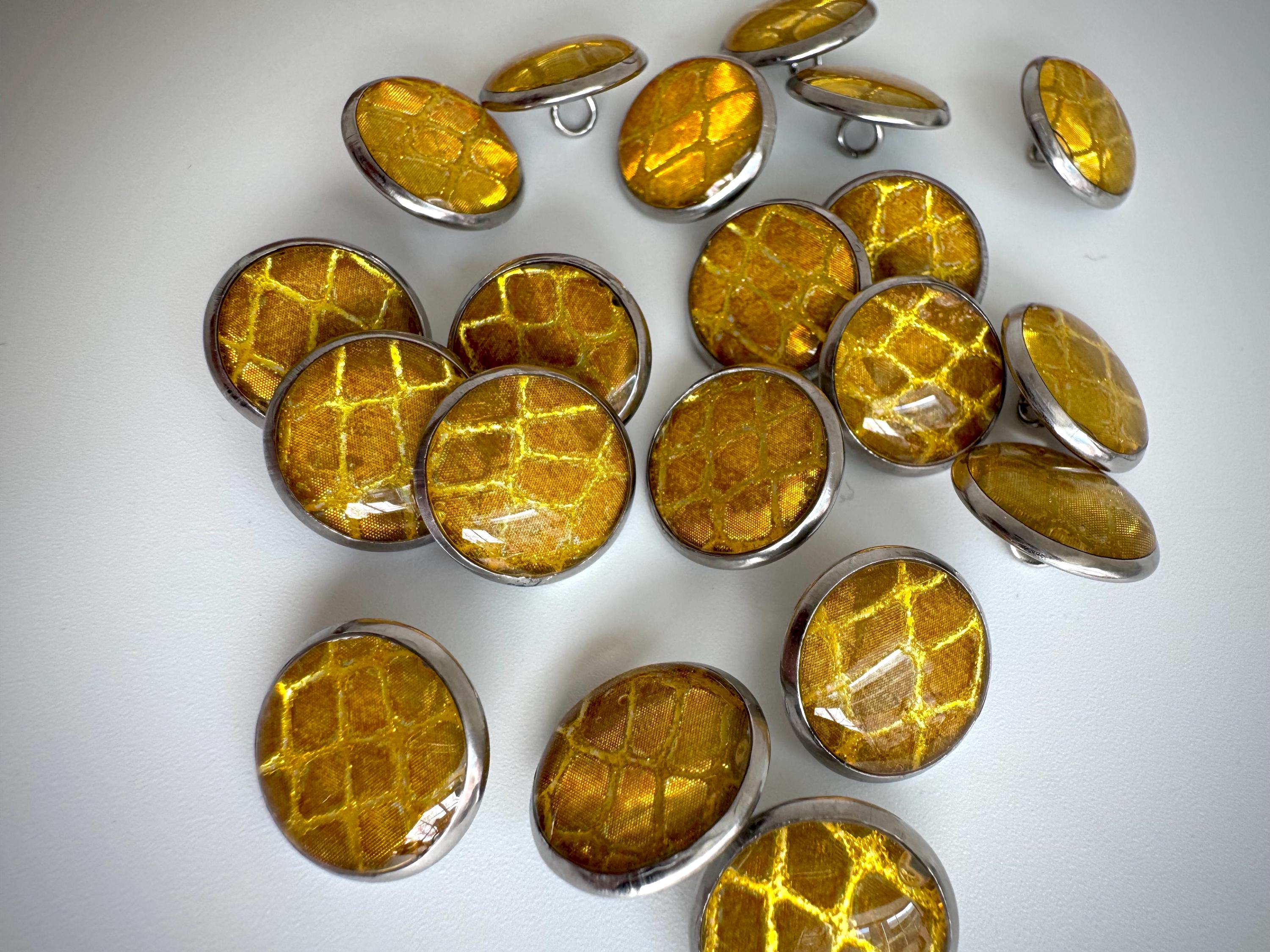 Small Round Buttons - Gold Snakeskin - Year of the Snake - 12mm Stainless Steel