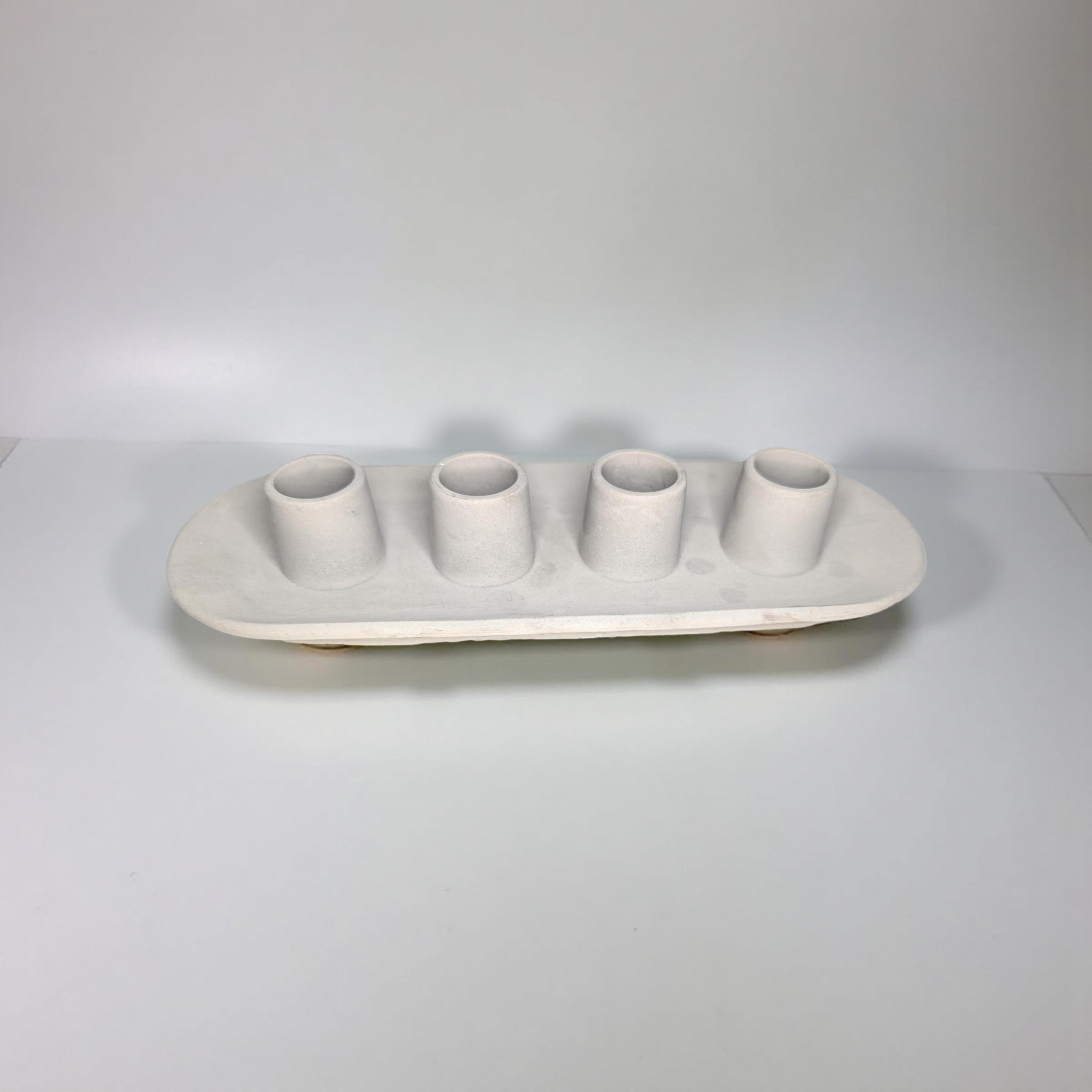 Long Concrete Taper Candle Holder | 4 Candle Minimalist Centerpiece | Modern Industrial Cement Candlestick Tray