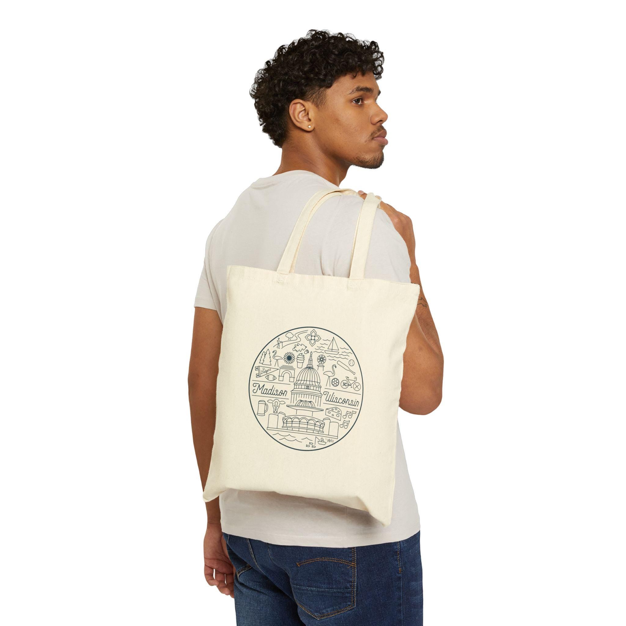 Madison Wisconsin Cotton Canvas Tote Bag, Eco-Friendly Shopping Bag, Travel Tote, City Souvenir, Gift Idea