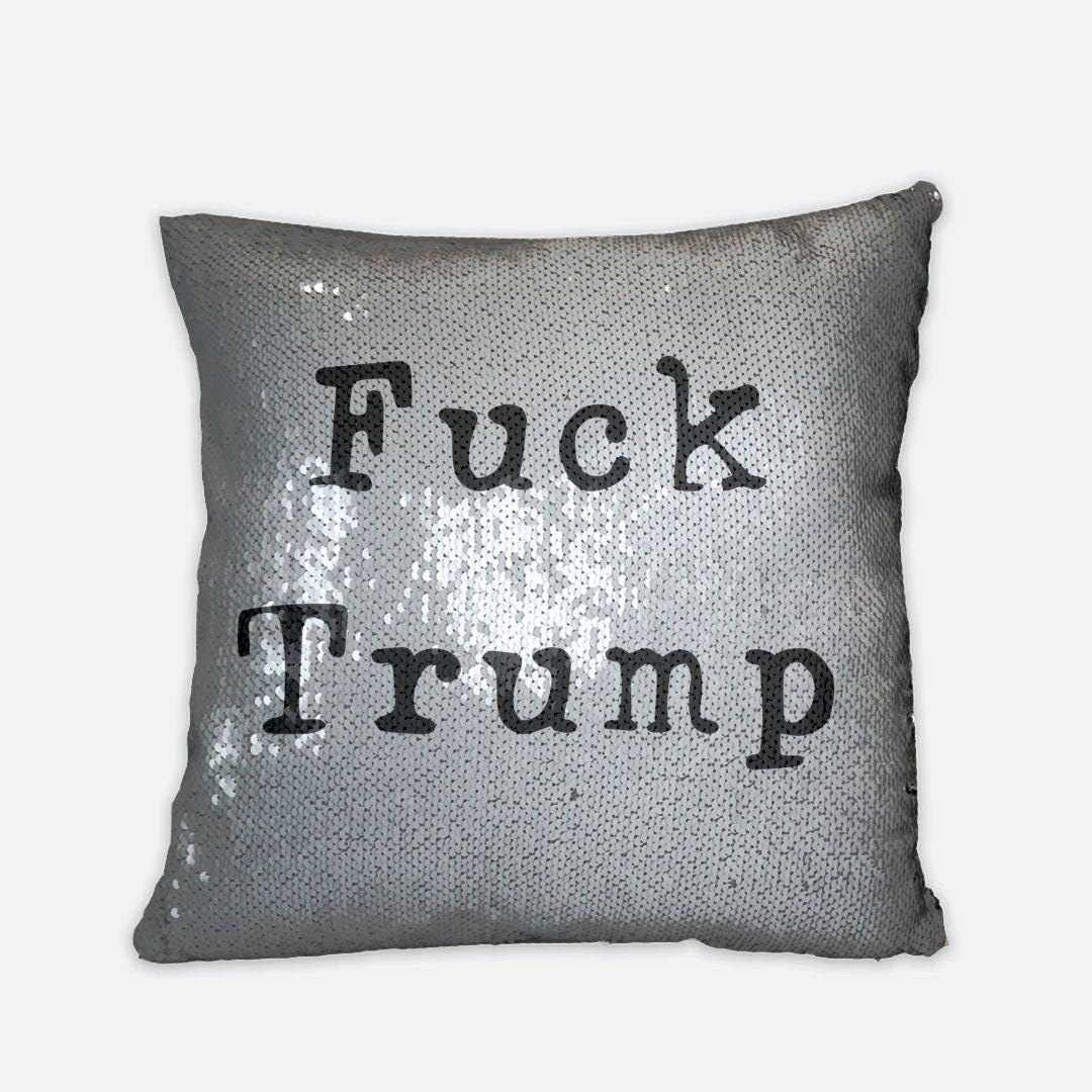 Funny Anti Trump Sequin Reversible Pillow Case, Subtle F*ck Trump Pillow Cover, Funny Mother&