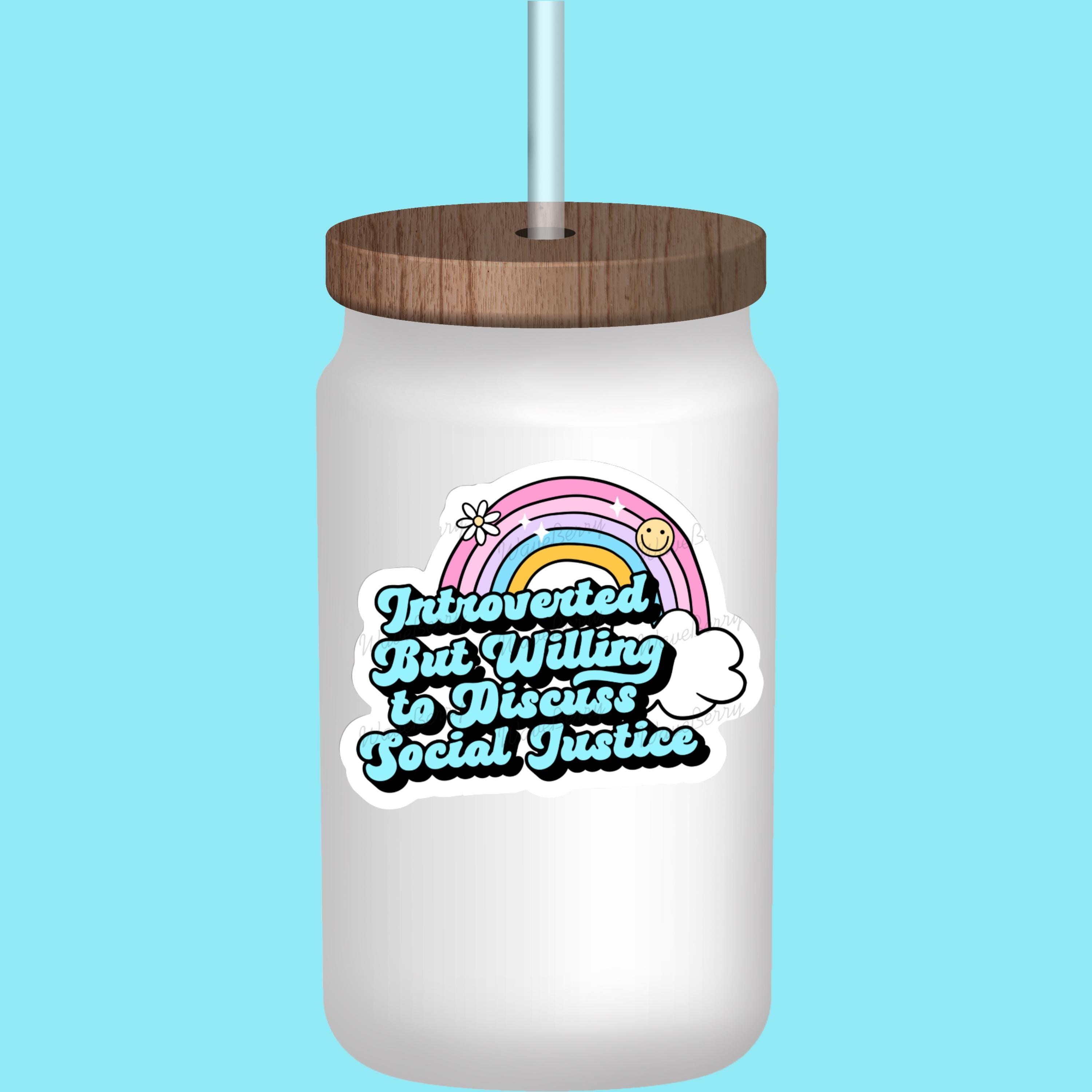 Introverted Social Justice Sticker: Rainbow Feminist Activist Decal