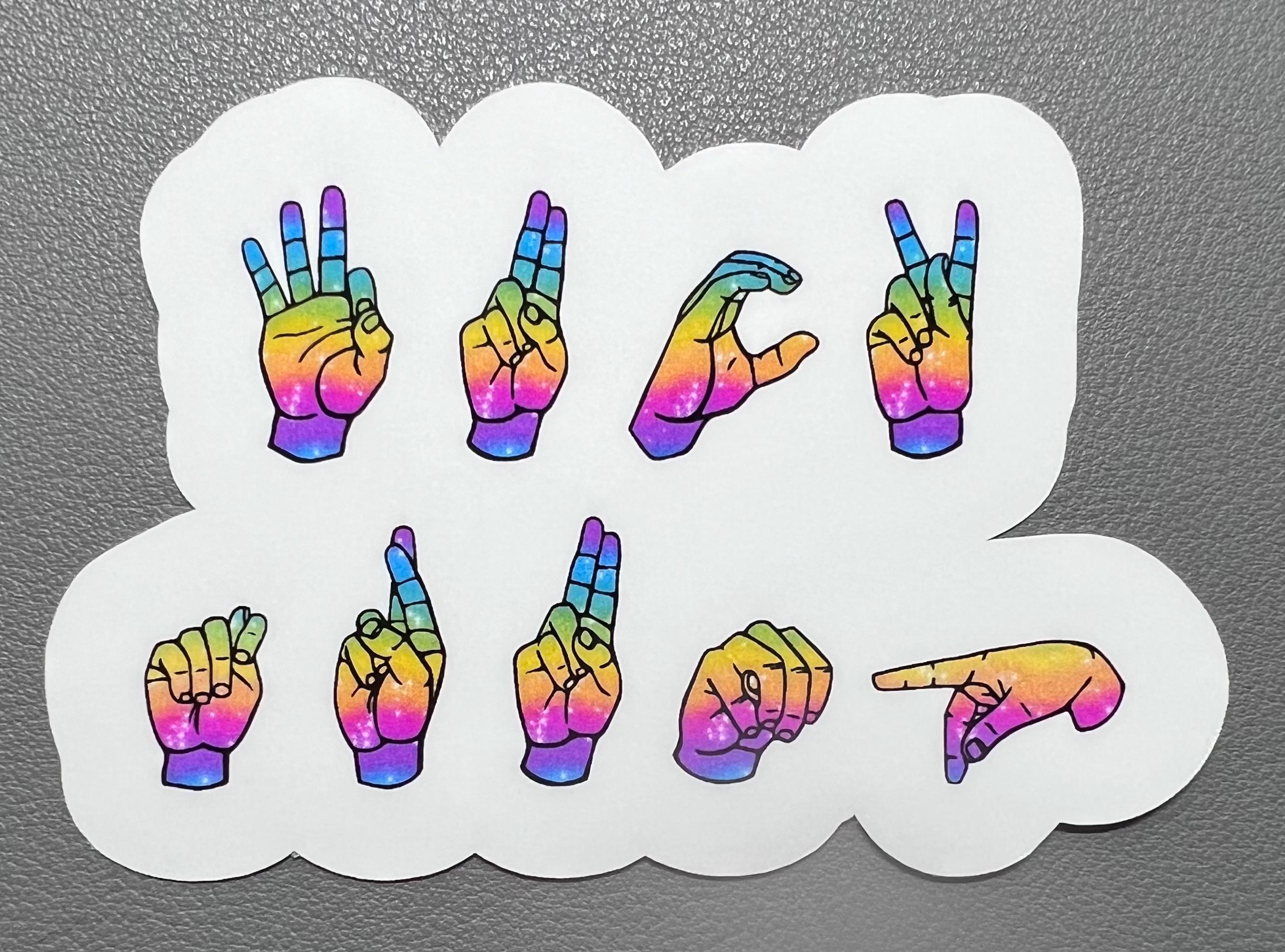 ASL Fuck Trump Sticker, Rainbow Sign Language Protest Decal, Anti-Trump Sticker, 2 or 3 Inch, Clear or Holographic