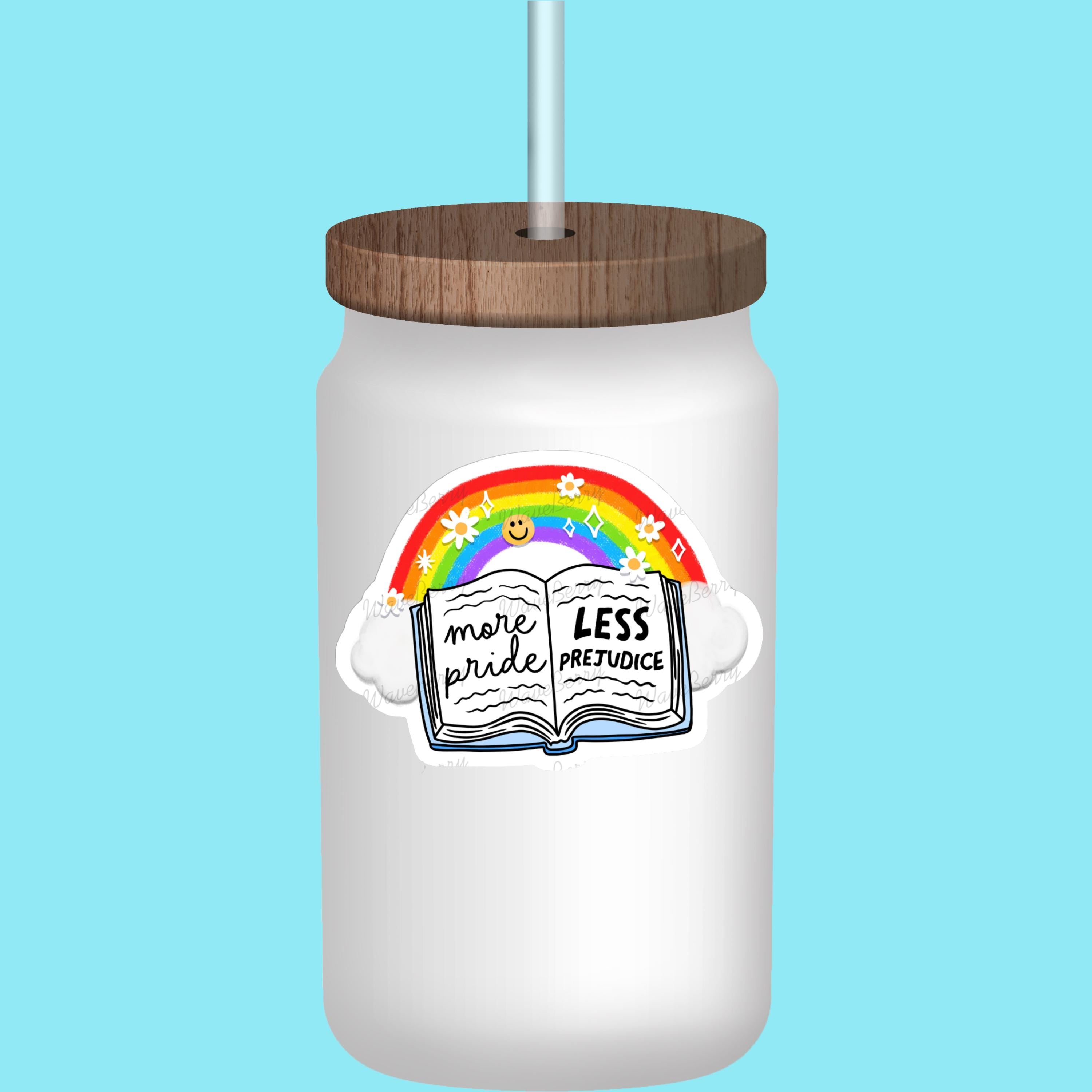 Rainbow Book LGBTQ+ Pride Sticker: More Pride, Less Prejudice