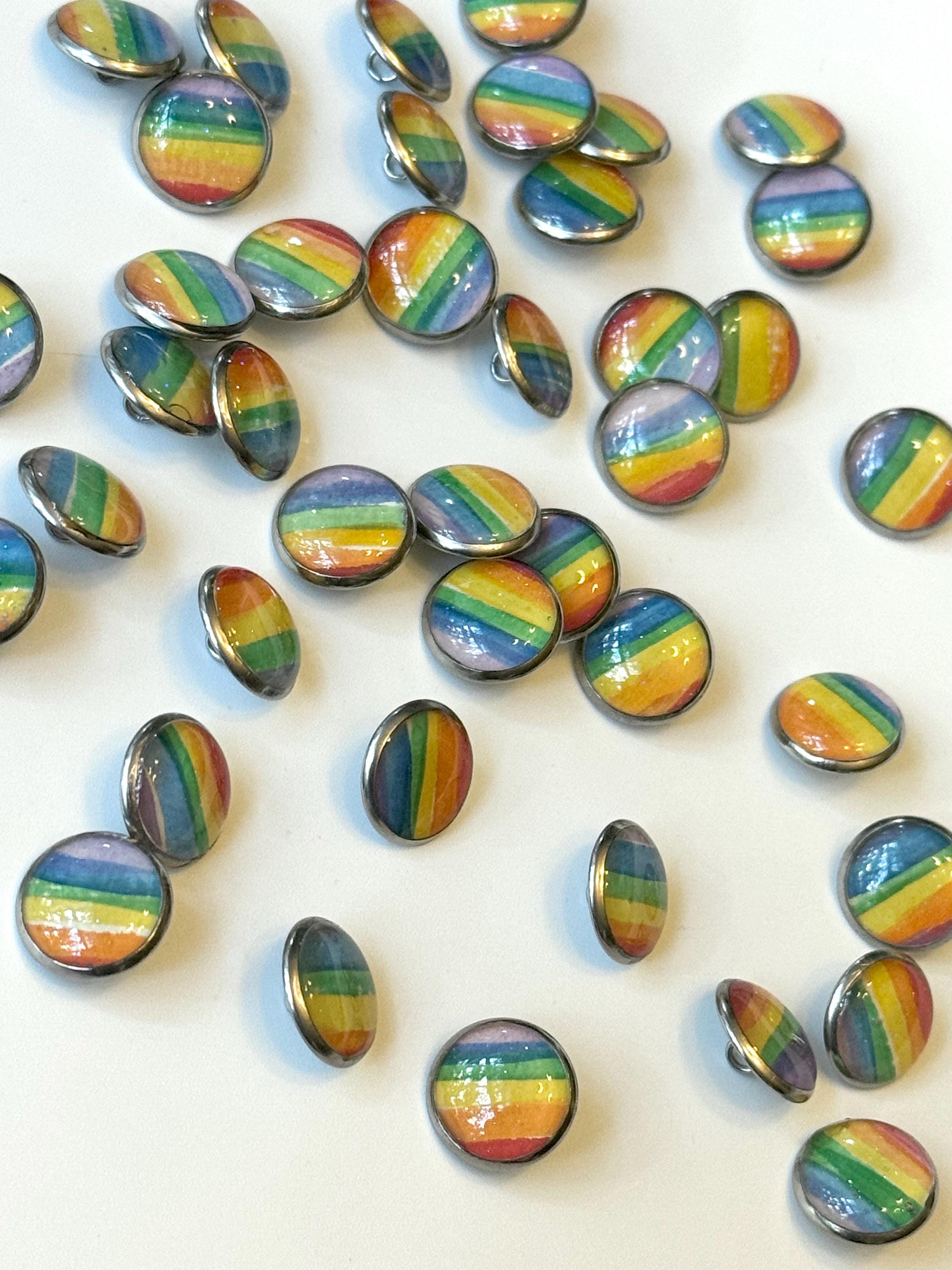 NEW Rainbow Buttons - Pride Month - Iridescent Glitter - 12mm