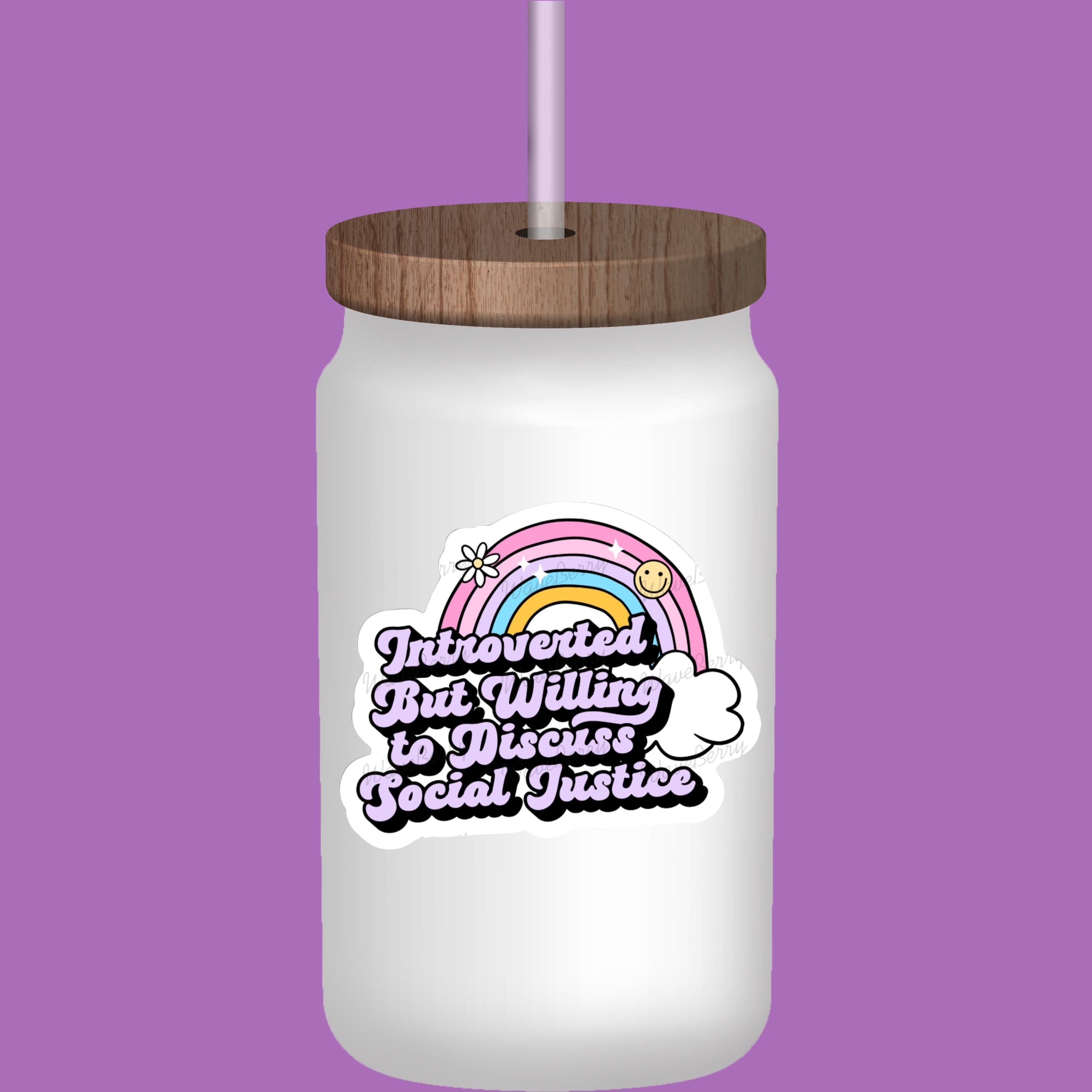 Introverted Social Justice Sticker: Rainbow Feminist Activist Decal