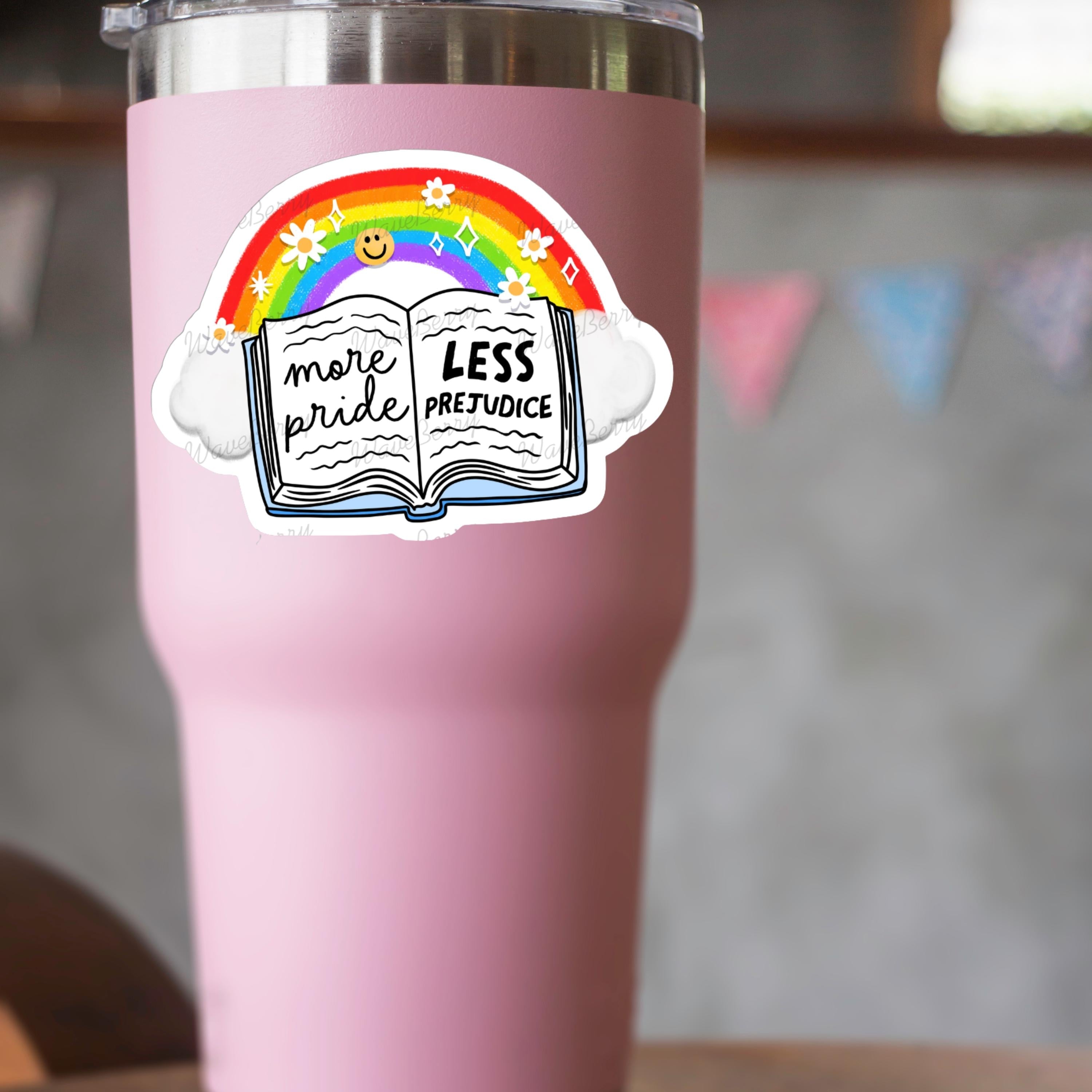 Rainbow Book LGBTQ+ Pride Sticker: More Pride, Less Prejudice