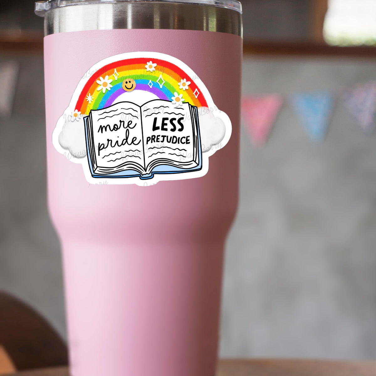 Rainbow Book LGBTQ+ Pride Sticker: More Pride, Less Prejudice
