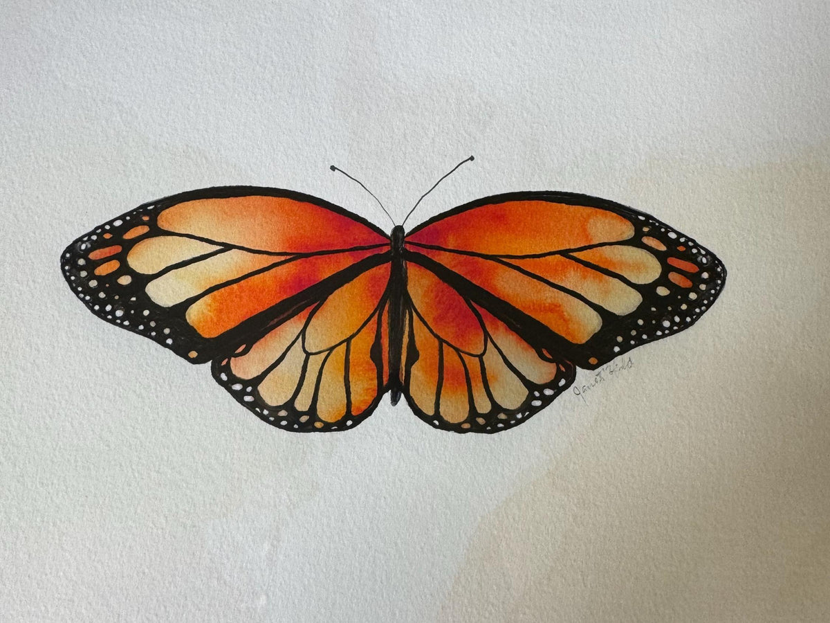 Monarch Butterfly Watercolor Art Print: Hand Painted Reproduction