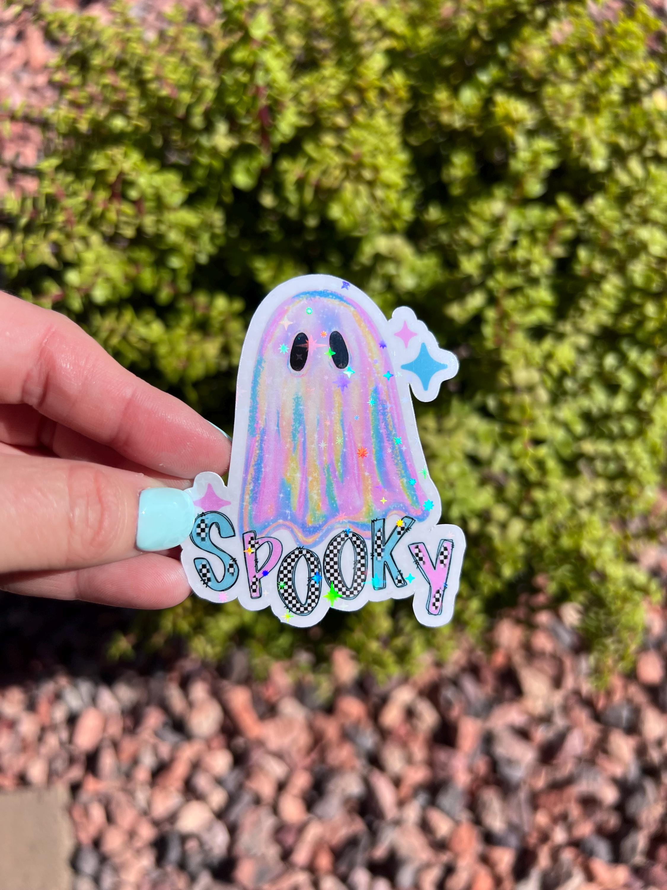 Pastel Goth Ghost Sticker | Holographic Halloween Sticker | Cute Spooky Ghost Decal | Iridescent Laptop Sticker | Water Bottle Sticker