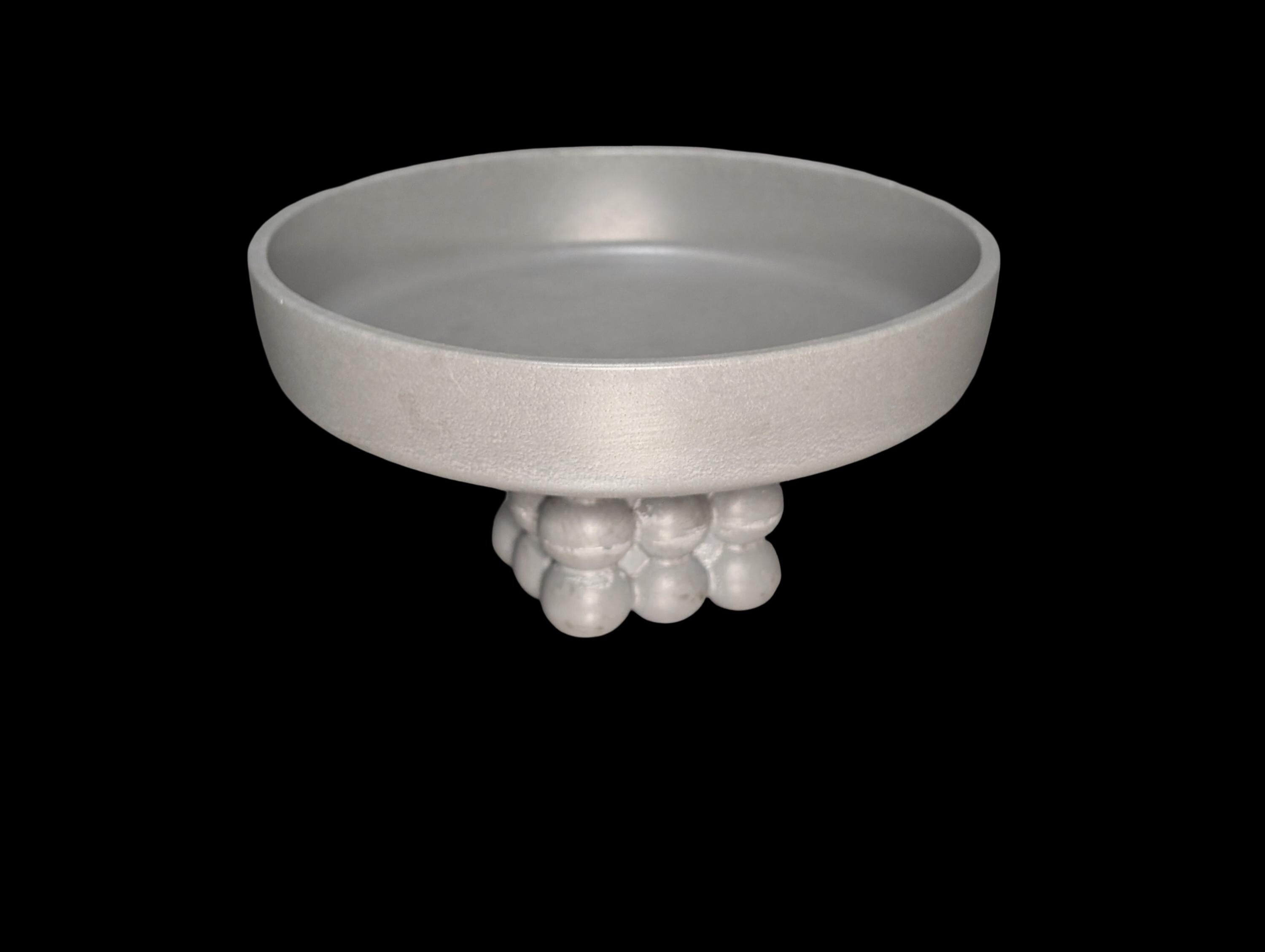 Modern Concrete Pedestal Bowl: Sculptural Orb Base, Minimalist Centerpiece