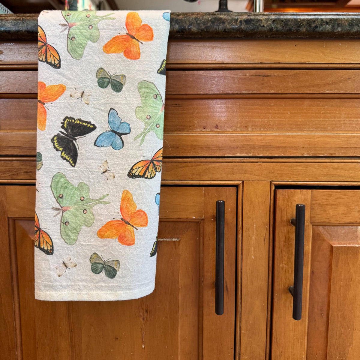 Watercolor Butterfly Tea Towel: Large Cotton Kitchen Decor