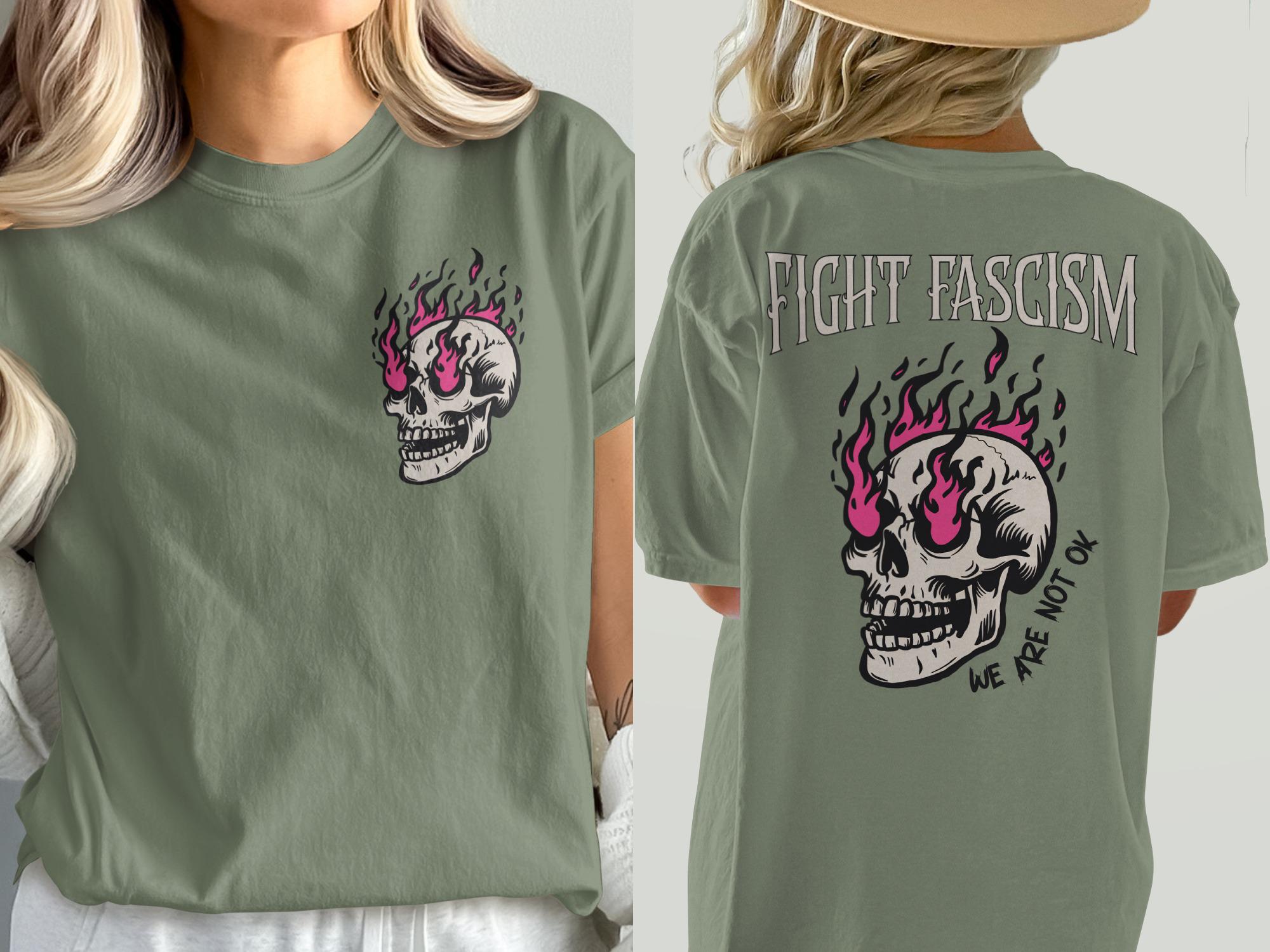 Fight Fascism Skull T-shirt, Anti-Fascism Graphic Tee, Political Activism Shirt, Bold Statement Apparel, Unisex Slogan Top