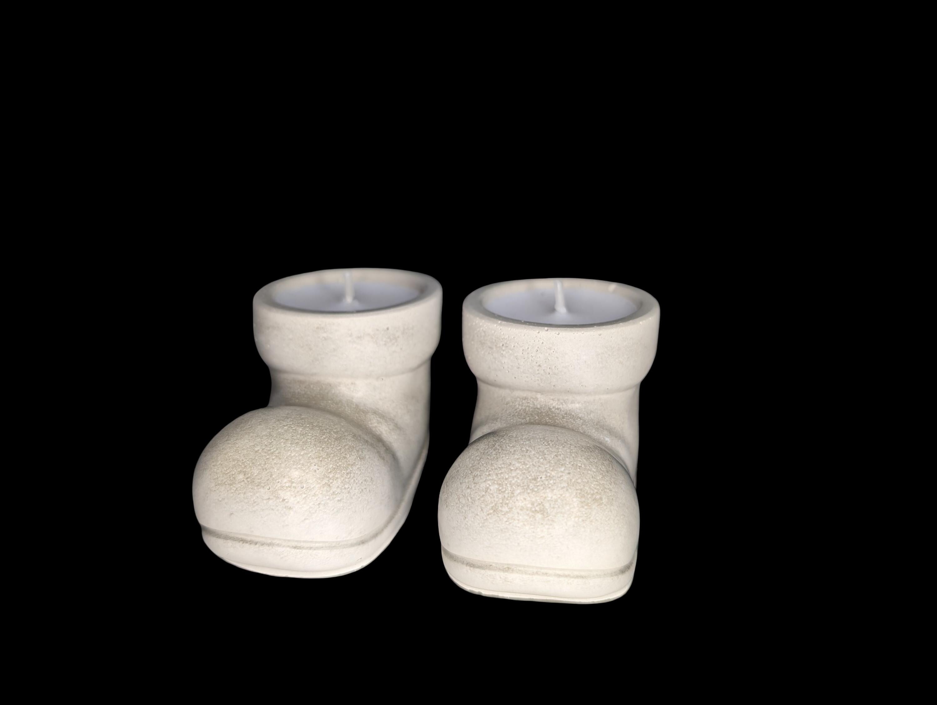 Concrete Santa Boot Tea Light Holders (Set of 2) - Christmas Decor