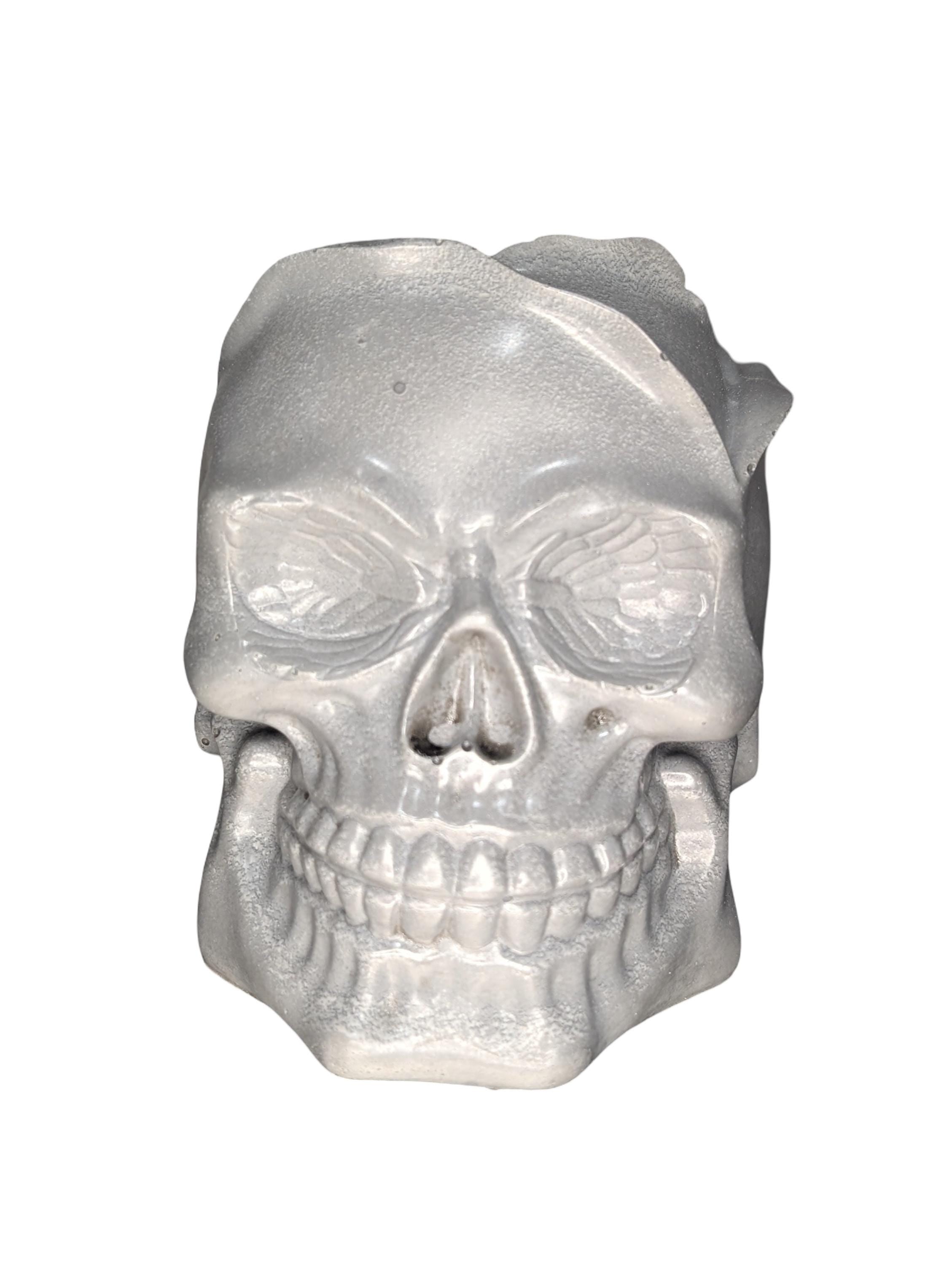 Concrete Skull Jar: Gothic Home Decor, Halloween Decoration