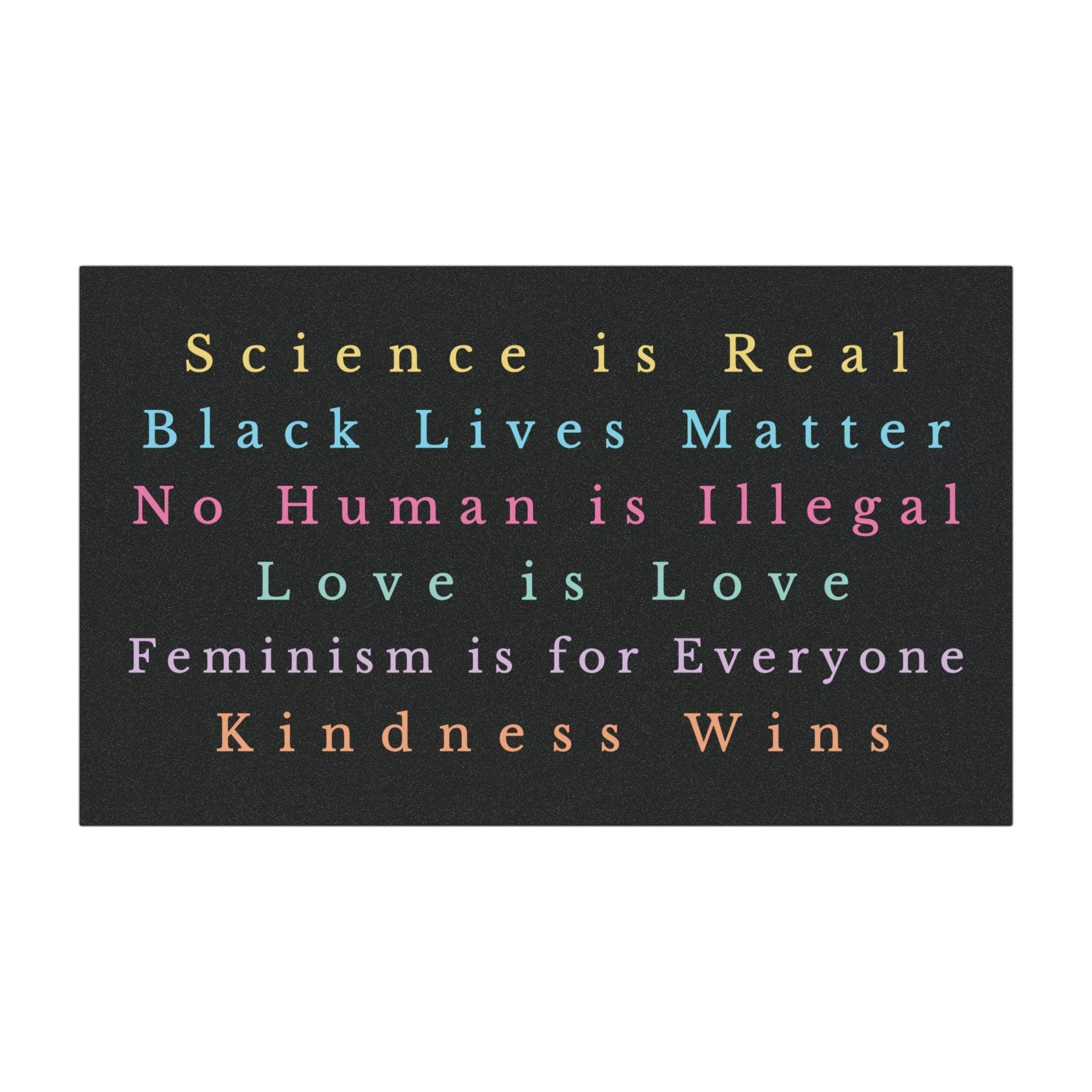Social Justice Car Magnet - Science Is Real, Kindness Wins, Love Is Love, No Human is Illegal