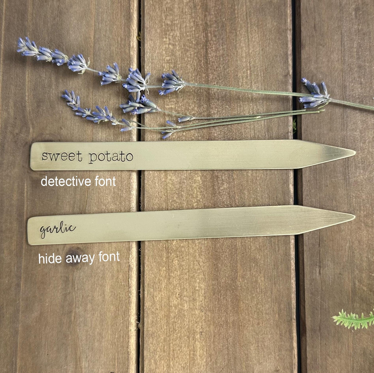 Hand Stamped Garden Marker: Custom Herb & Veggie Stakes