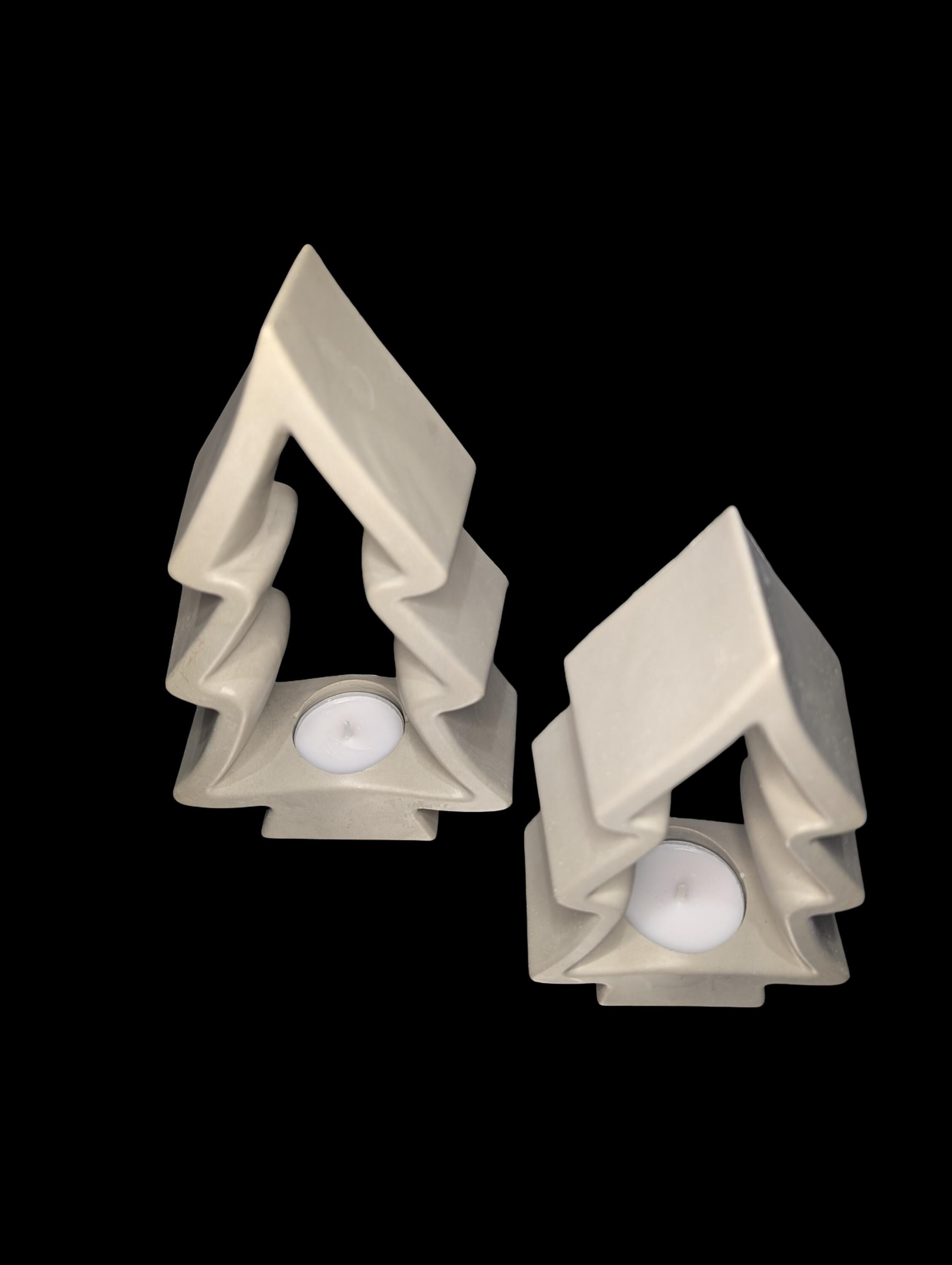 Concrete Christmas Tree Tea Light Holder: Modern Holiday Decor