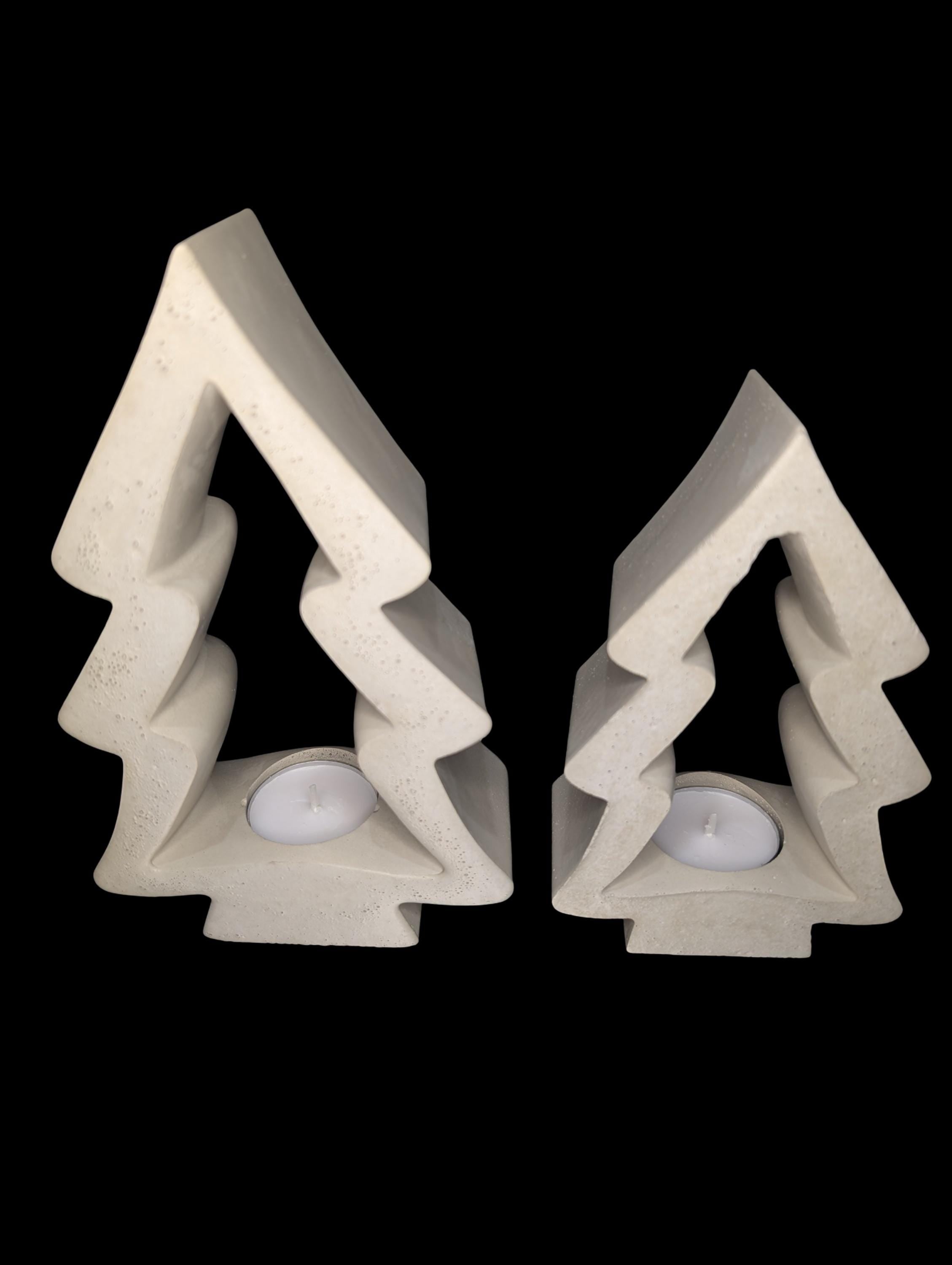 Concrete Christmas Tree Tea Light Holder: Modern Holiday Decor
