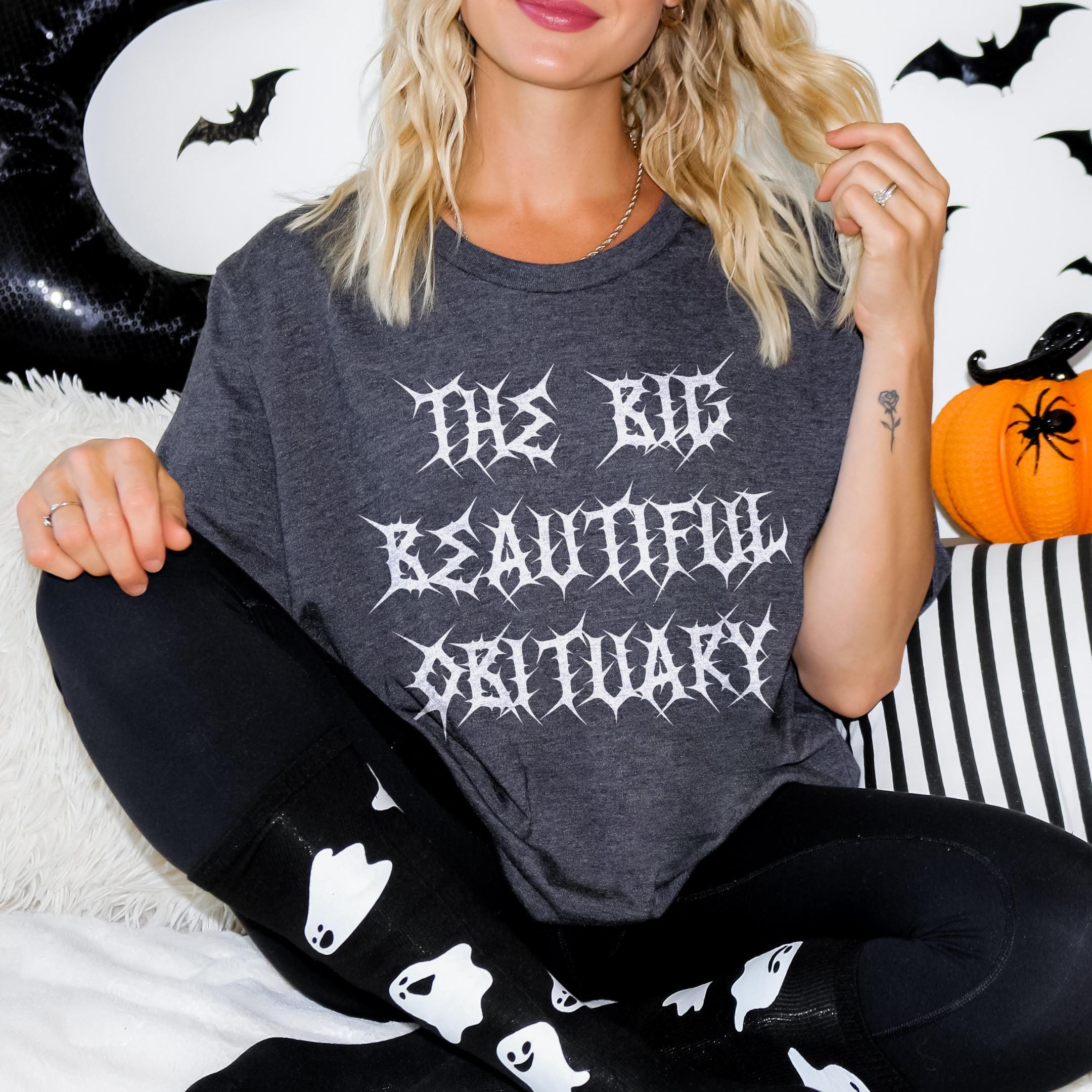 Unique Graphic Tee, Big Beautiful Sanctuary Shirt, Spooky Season Top, Halloween Themed Clothing, Trendy Casual Wear