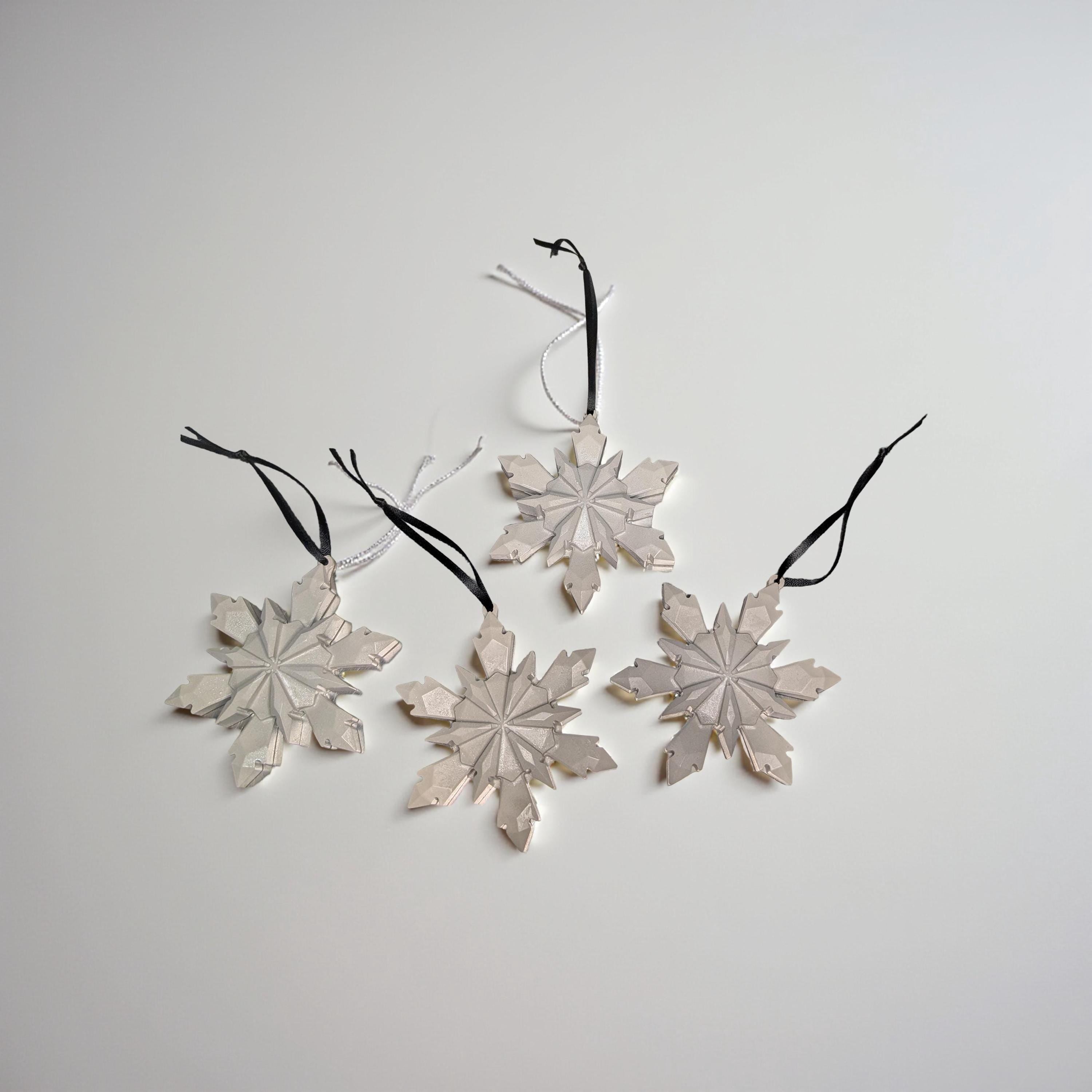 Concrete Snowflake Ornaments – Minimalist Christmas Ornaments – Modern Holiday Tree Décor – Sealed or Paintable – 4.6”