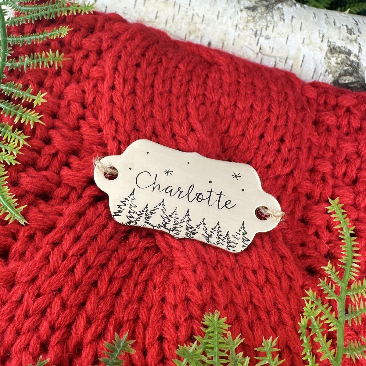Personalized Stocking Tag: Custom Hand Stamped Brass or Copper Name Tag or Gift Tag