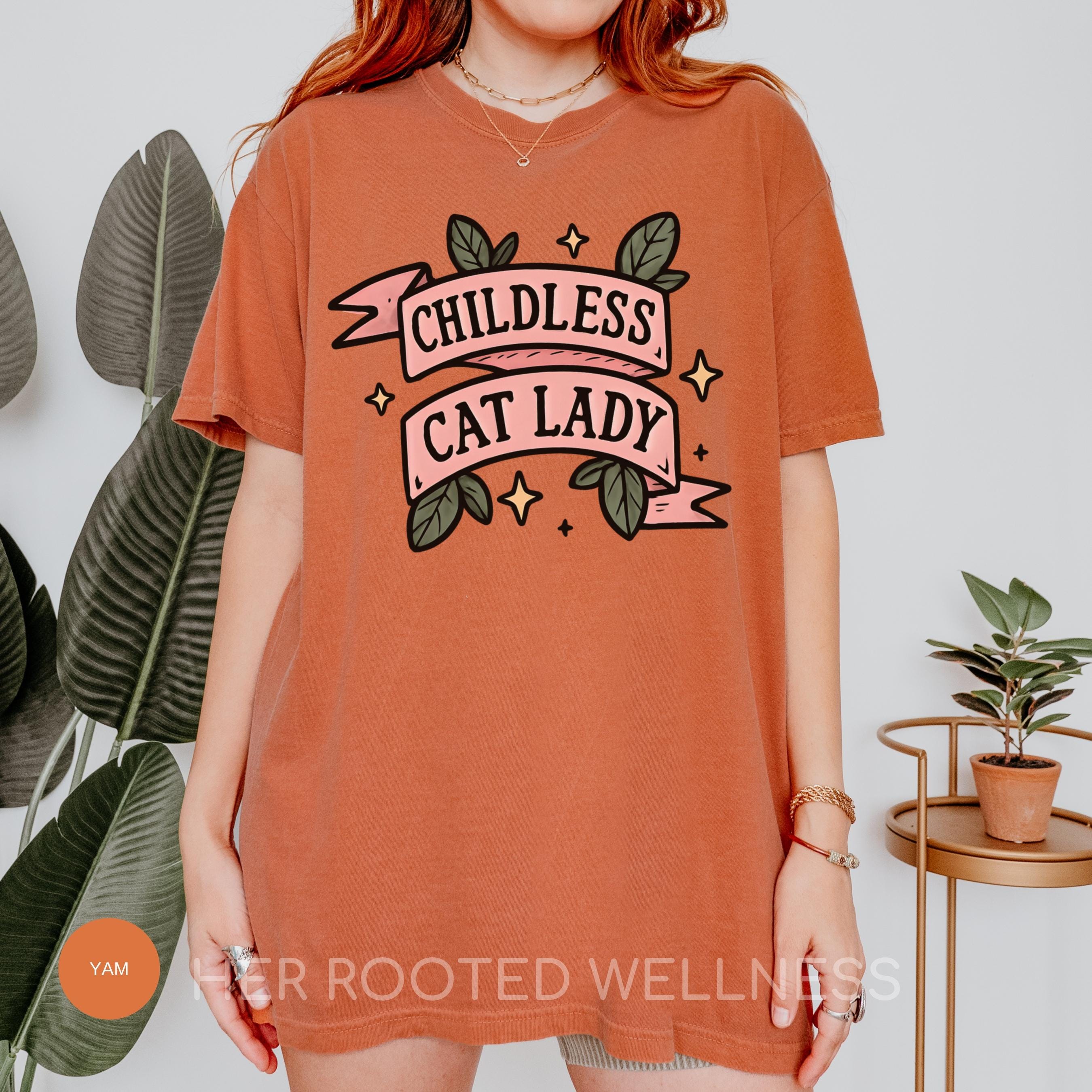 Childless Cat Lady Shirt | Comfort Colors Feminist Cat Mom Tshirt | Childfree Kitty Mama Tee | Liberal FDT Cat Ladies Apparel | Protest Tee