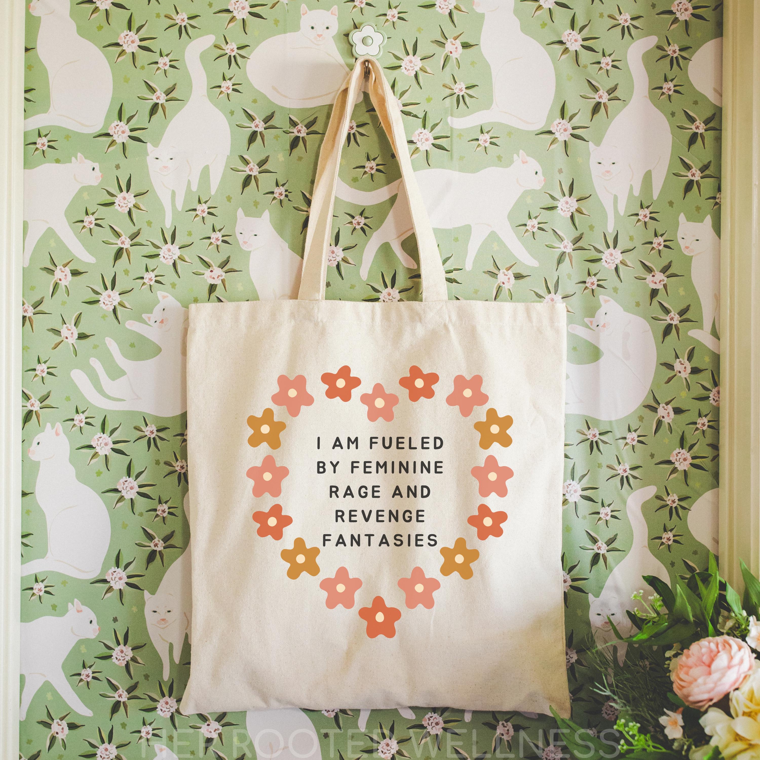 Female Rage & Revenge Fantasies Tote Bag | Radical Feminist Bag, Angry Feminism Canvas Bag, Women Empowerment Gift, Gender Equality Activist