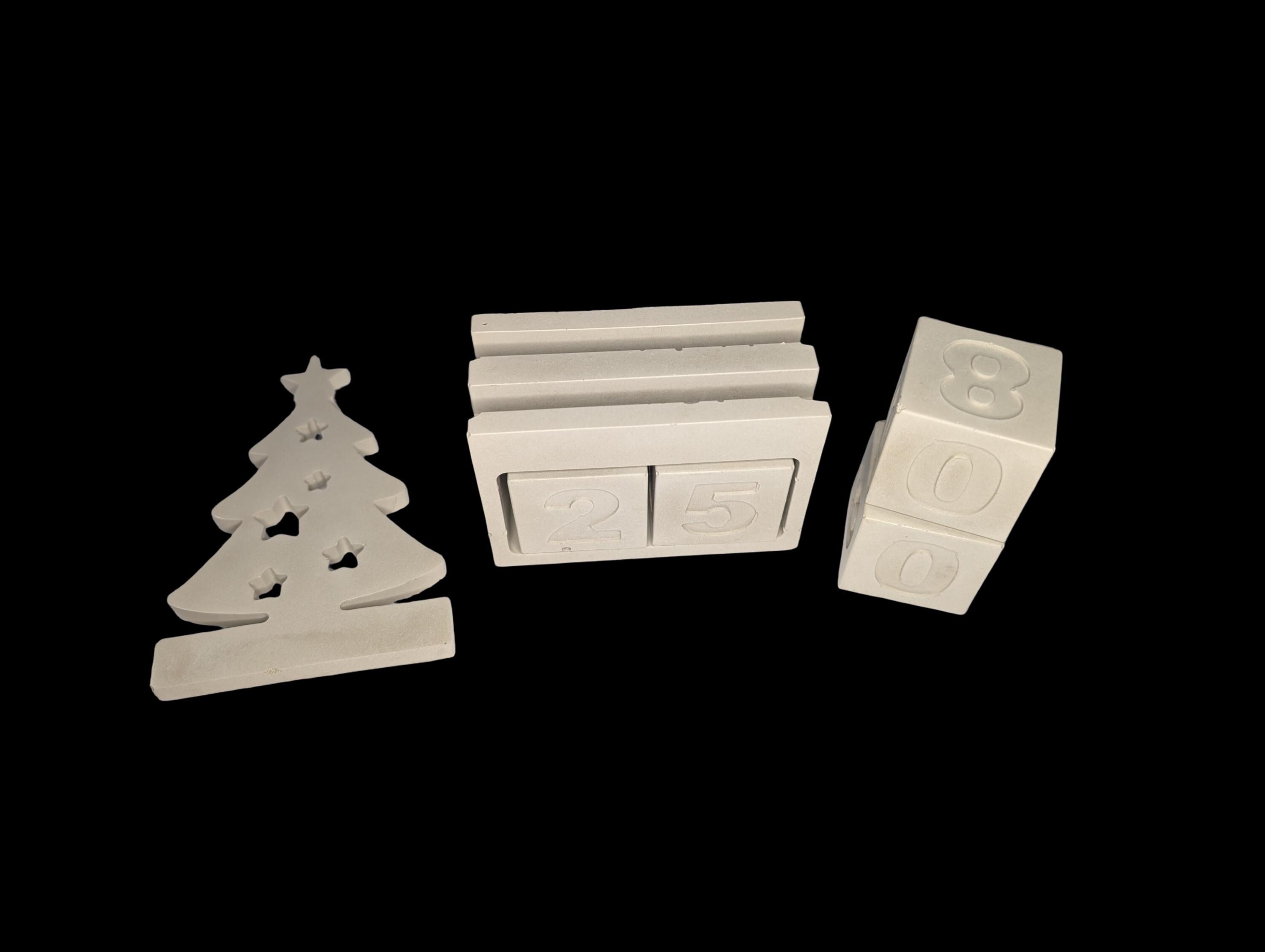 Concrete Christmas Advent Calendar | Paintable Holiday Decor | Minimalist Christmas Tree Block Set