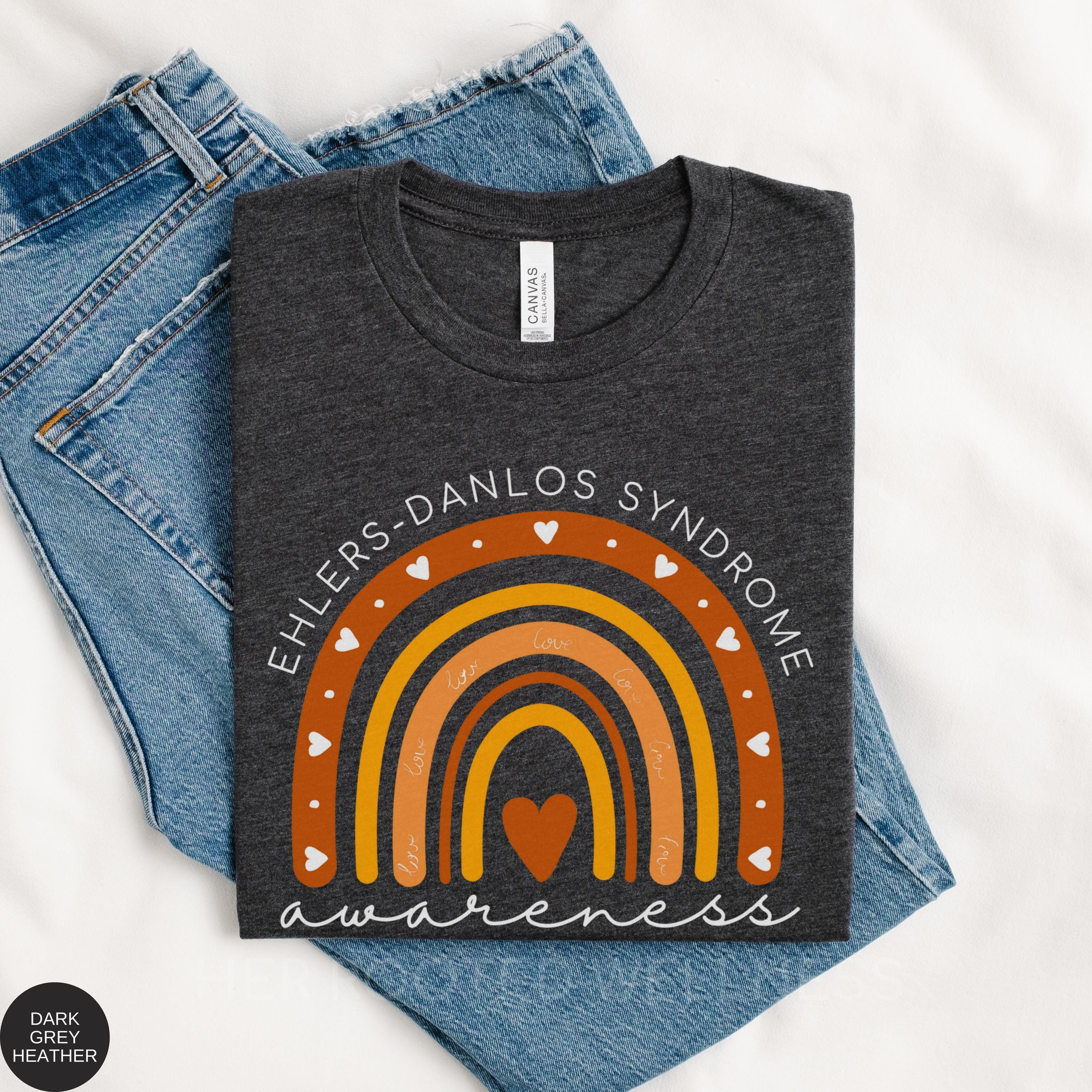 EDS Orange Rainbow Awareness Shirt | Ehlers-Danlos Syndrome T-Shirt | Ehlers Danlos Birthday for Her | OT PT Gift | Rare Invisible Disease