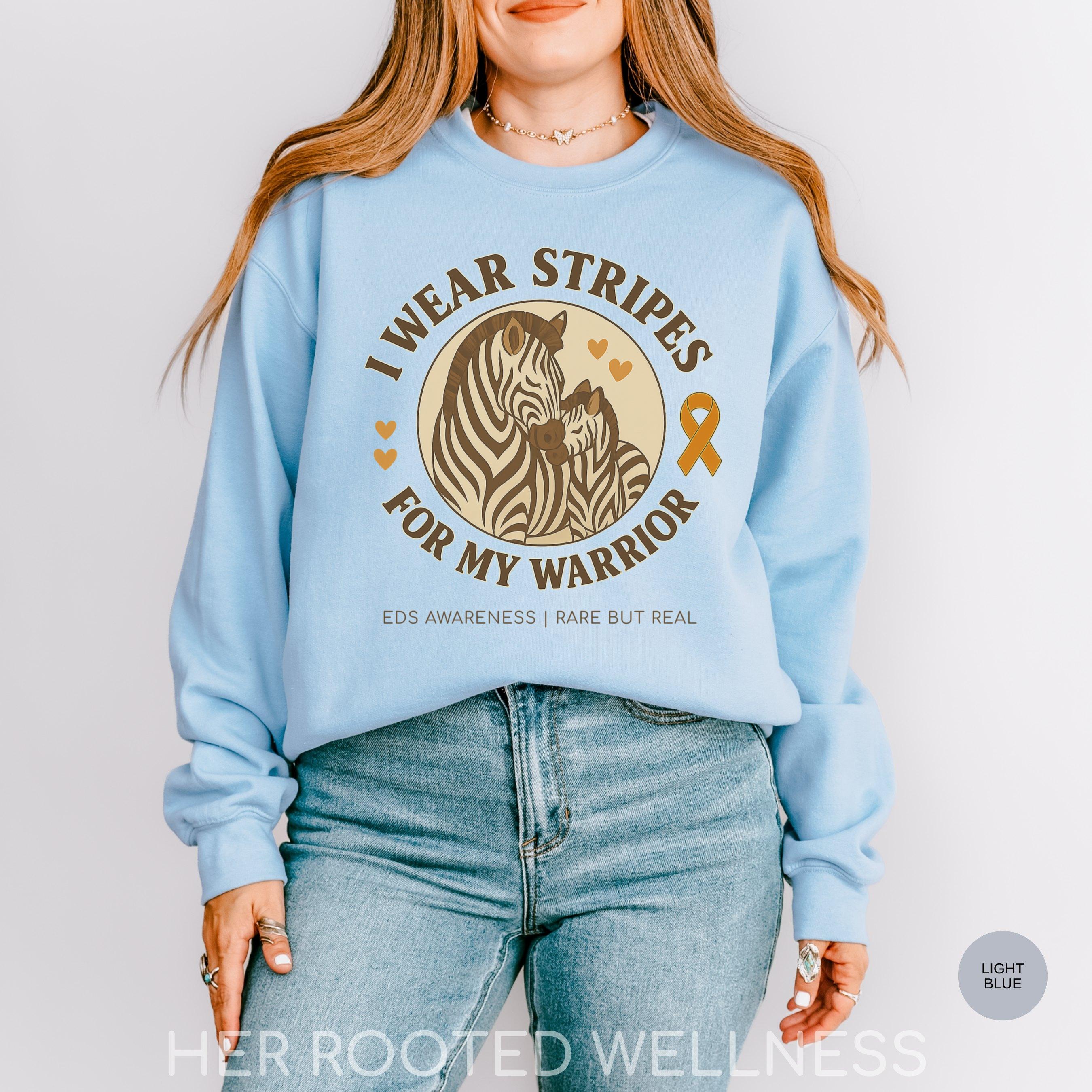 EDS Awareness Sweatshirt for Mom | Ehlers Danlos Warrior Mama Sweater | Zebra Rare Disease Momma Support Gift | Ehlers-Danlos Orange Ribbon