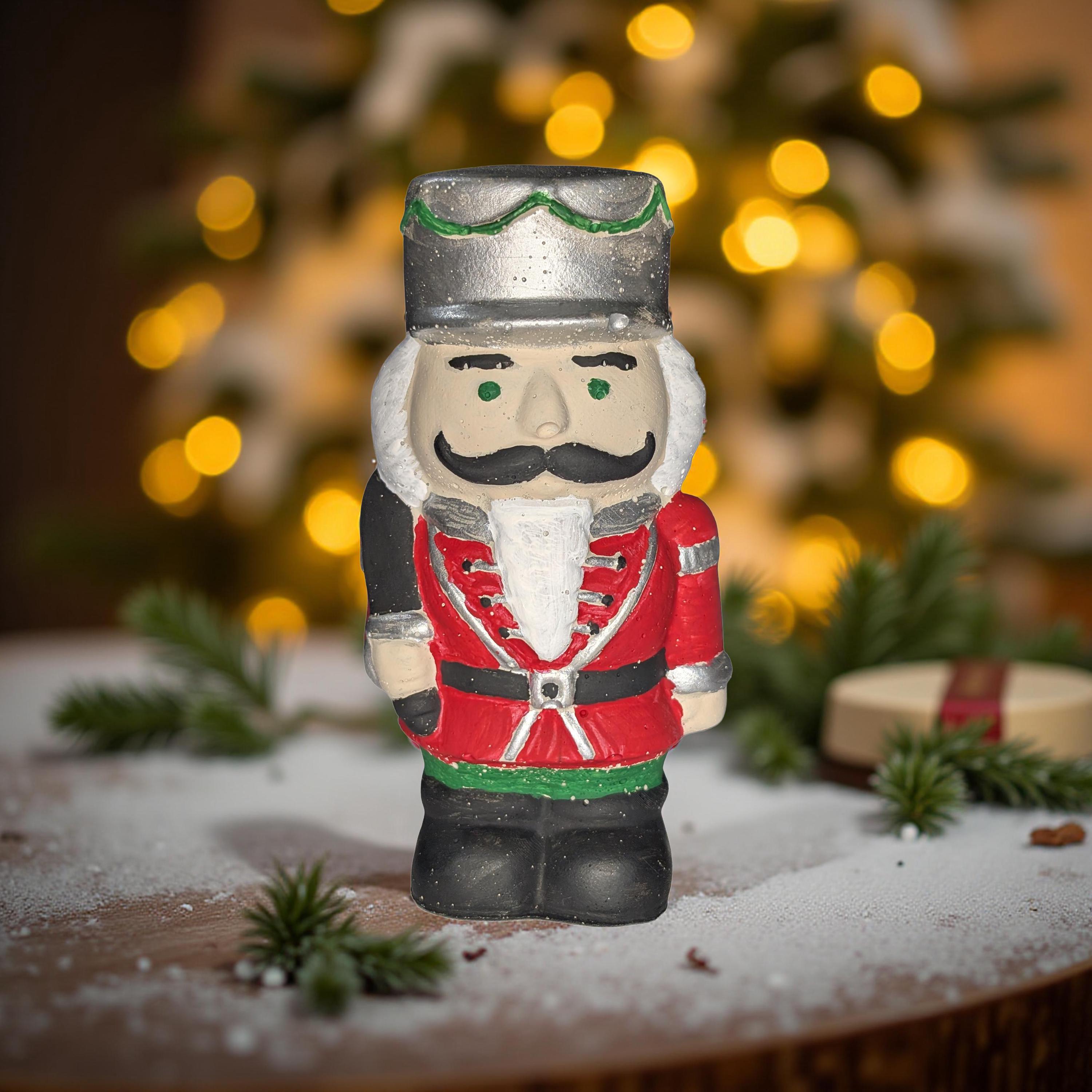 Handmade Concrete Nutcracker Figurines (6 & 4 Inches Tall) | Paintable or Hand-Painted Christmas Decor | Modern Holiday Shelf Accent