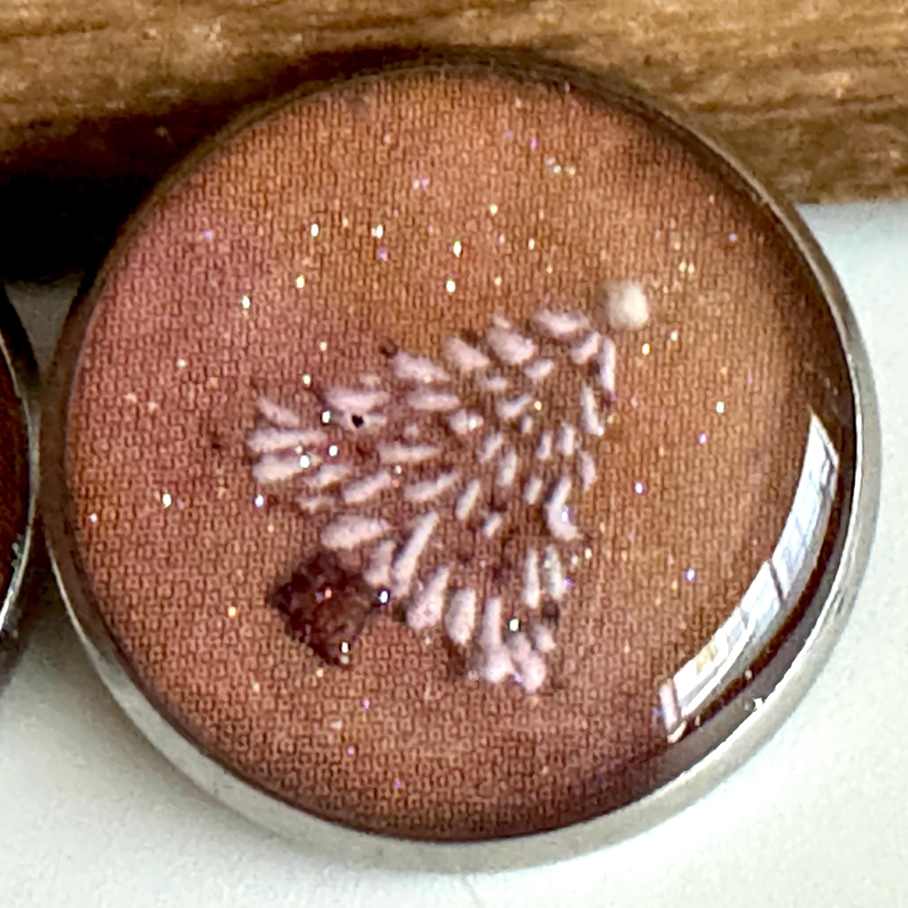 Medium Round Buttons - Snowy Pink Winter Trees with Glitter - 16mm