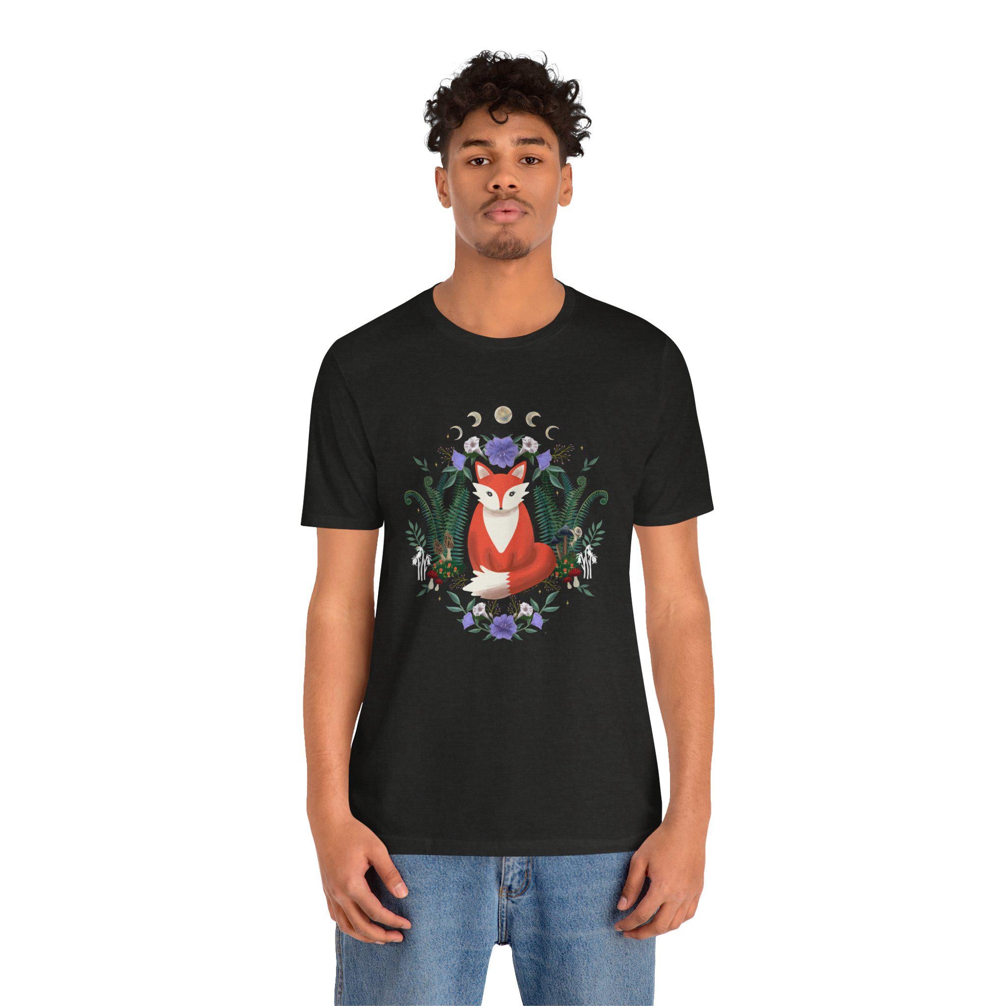 Whimsical Fox T-Shirt: Nature-Inspired Floral Design