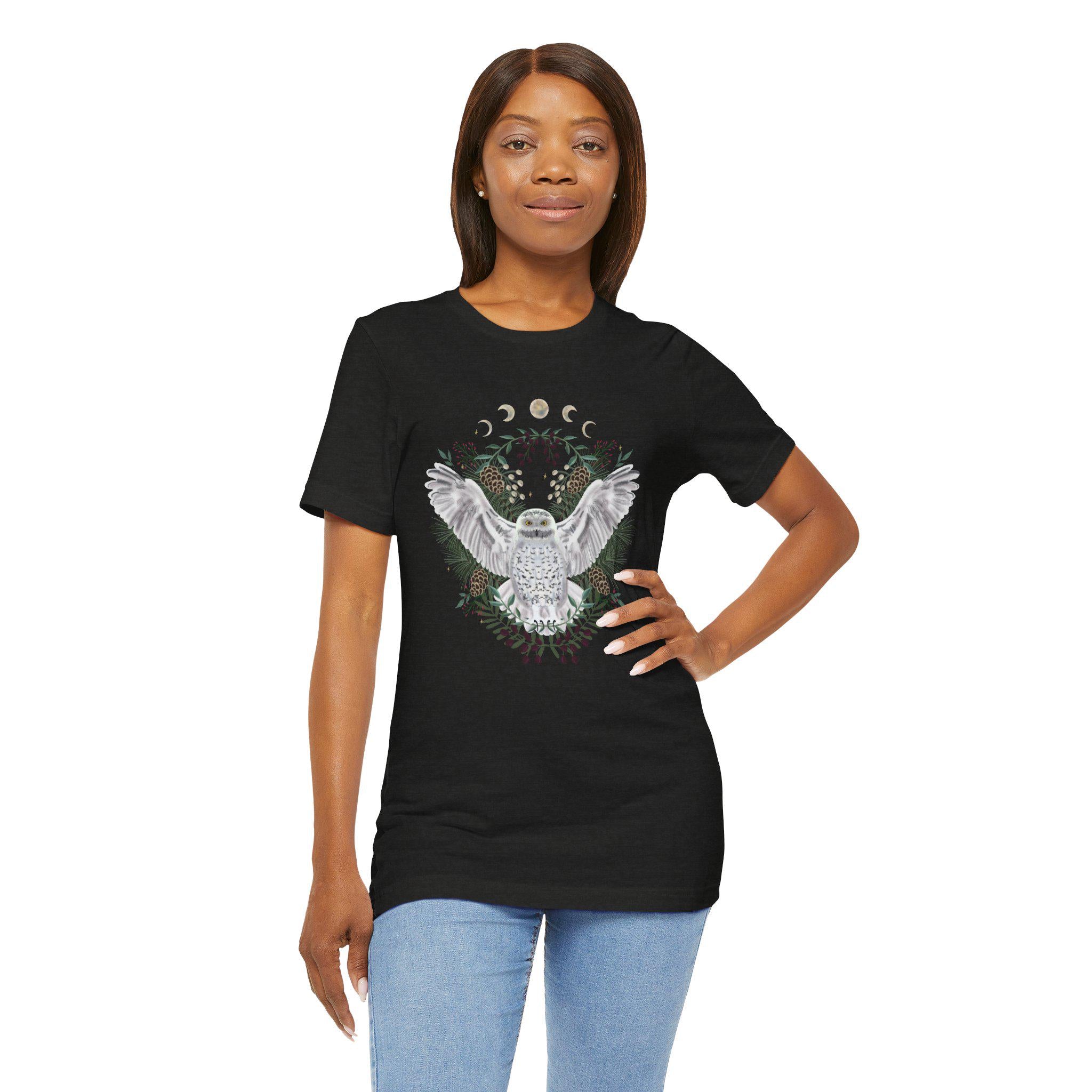 Mystical Owl Graphic Tee | Moon Phases Unisex Shirt