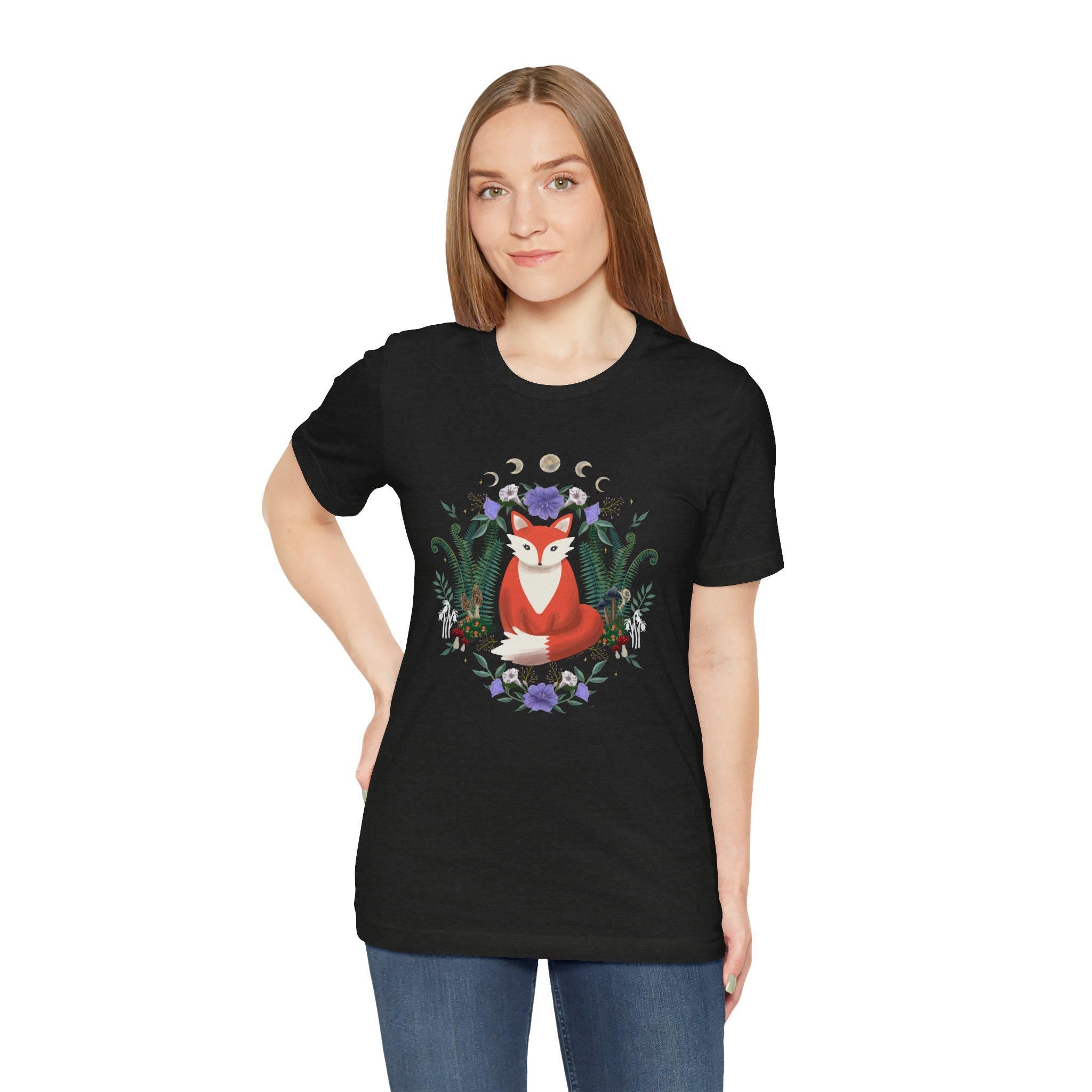 Whimsical Fox T-Shirt: Nature-Inspired Floral Design
