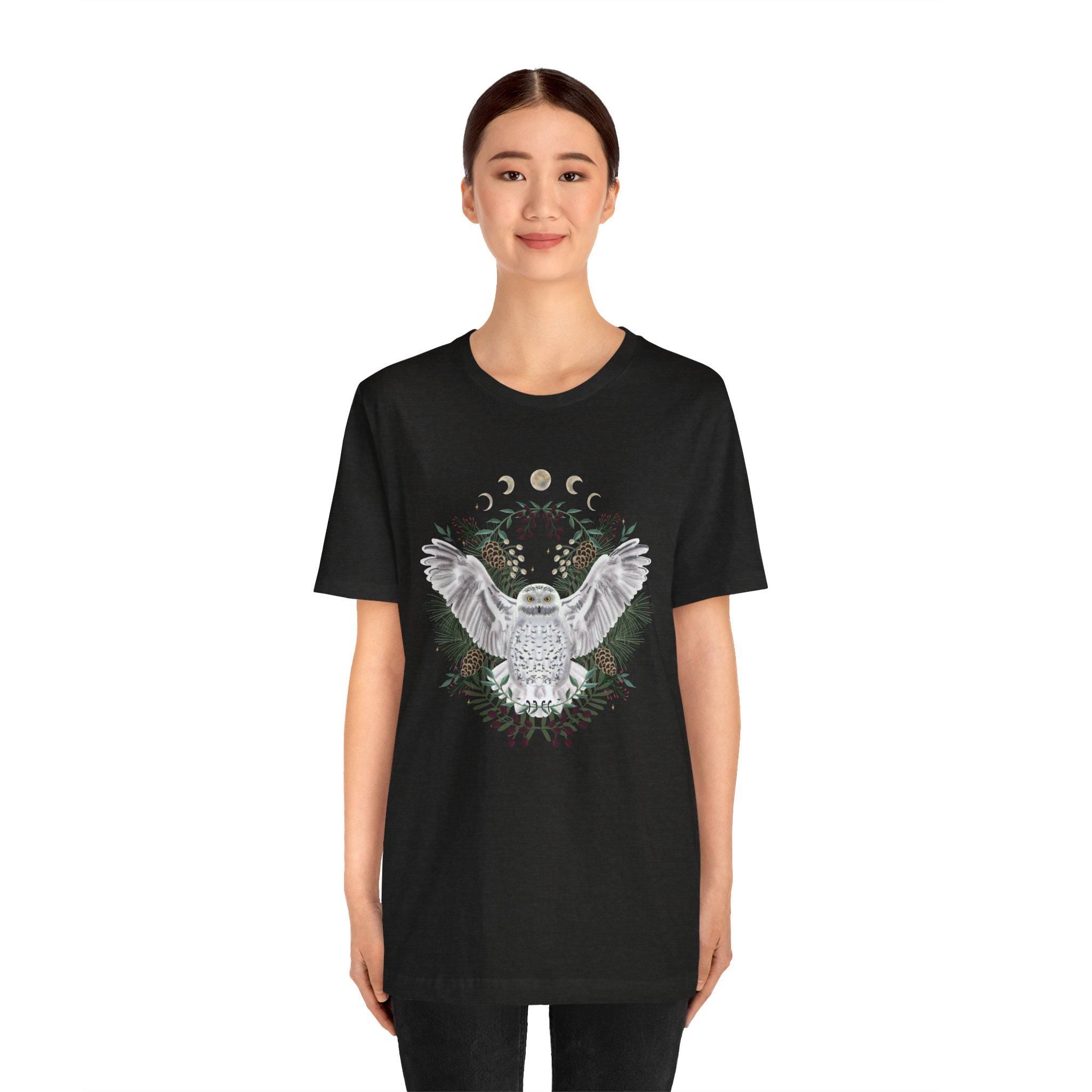 Mystical Owl Graphic Tee | Moon Phases Unisex Shirt