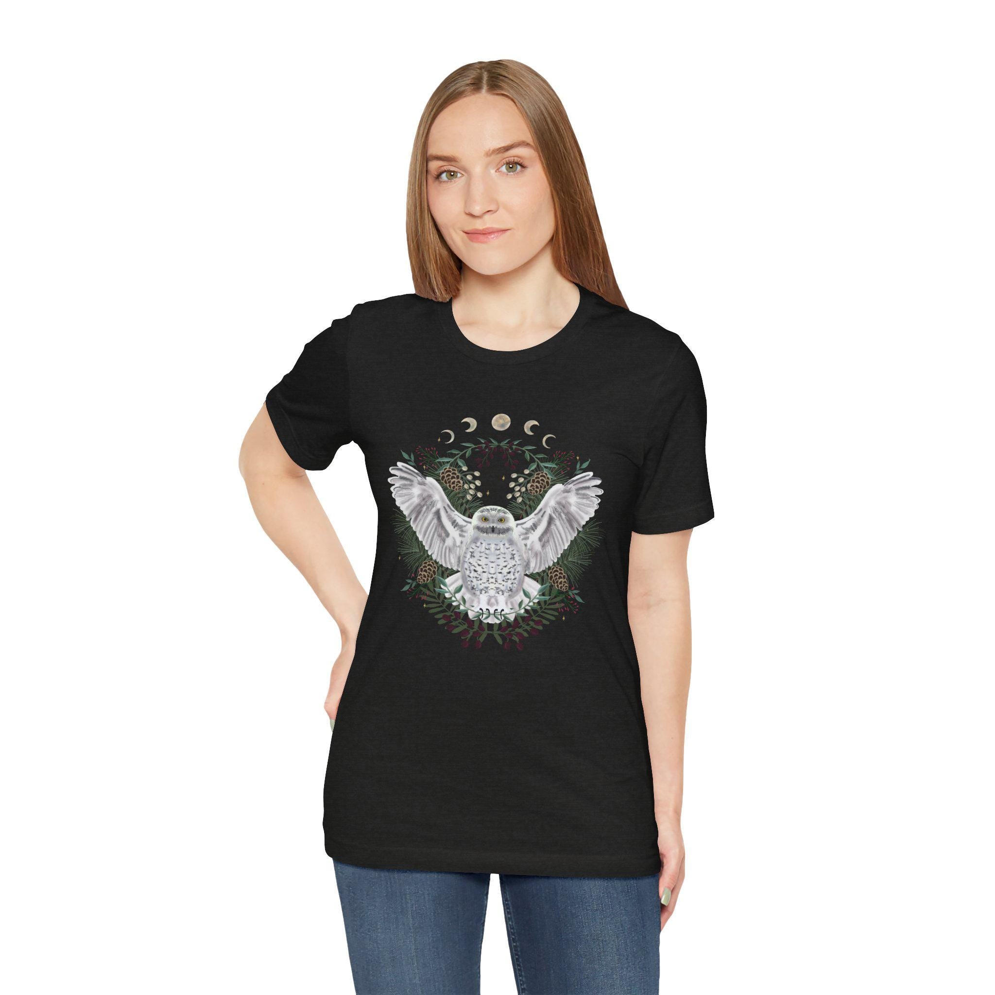 Mystical Owl Graphic Tee | Moon Phases Unisex Shirt