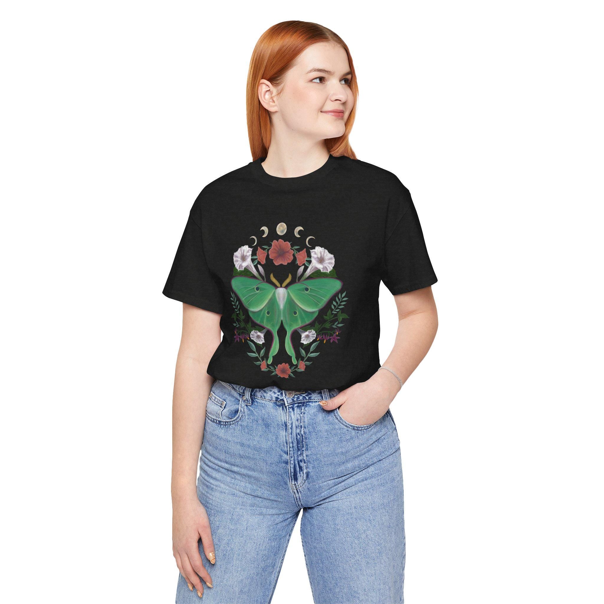 Floral Moth Graphic Tee – Unisex Jersey Short Sleeve T-Shirt