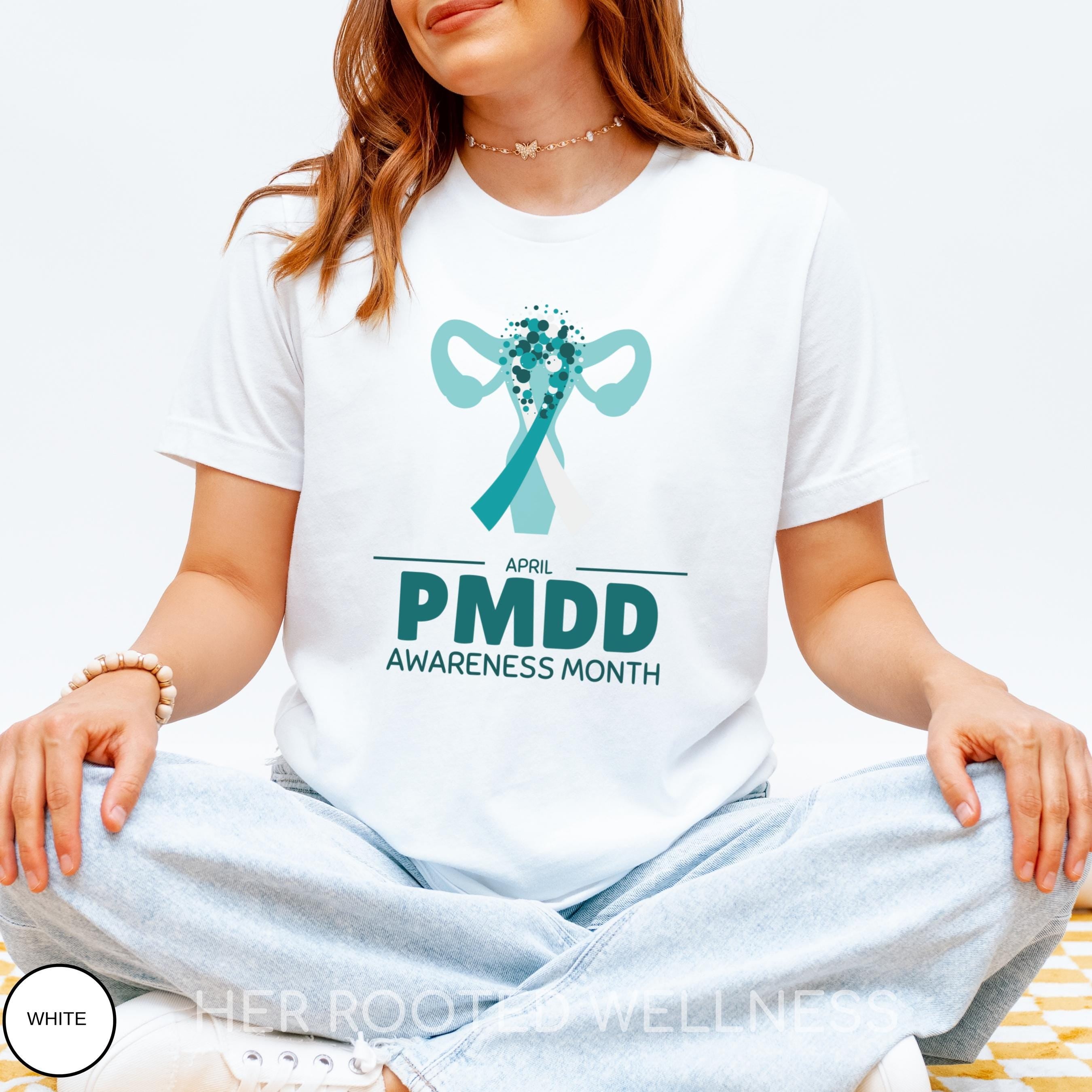 April PMDD Awareness Month Shirt | Uterus Teal Ribbon Shirt | Premenstrual Dysphoric Disorder Support Tee | Women&