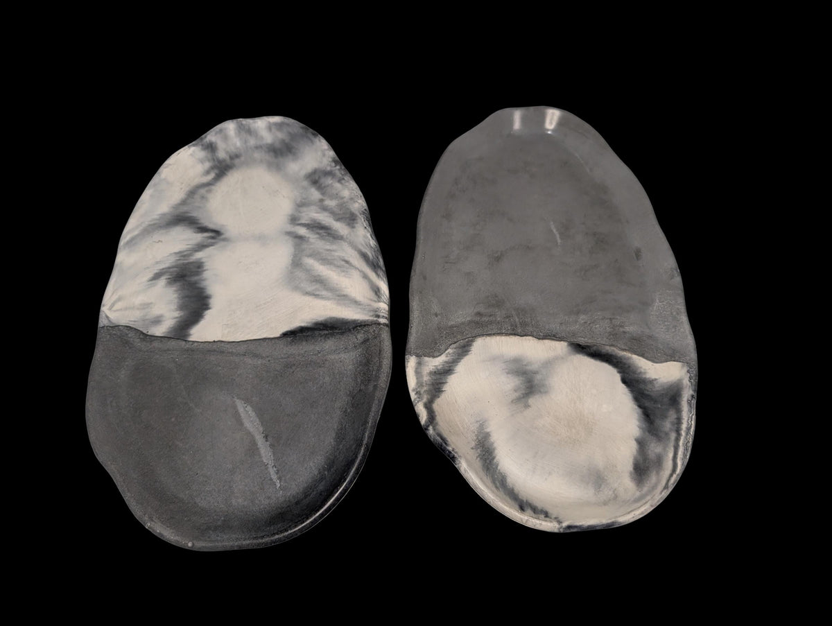 Irregular Oval Concrete Tray | Modern Decorative Dish | Half & Half, Marble, or Gray Finish
