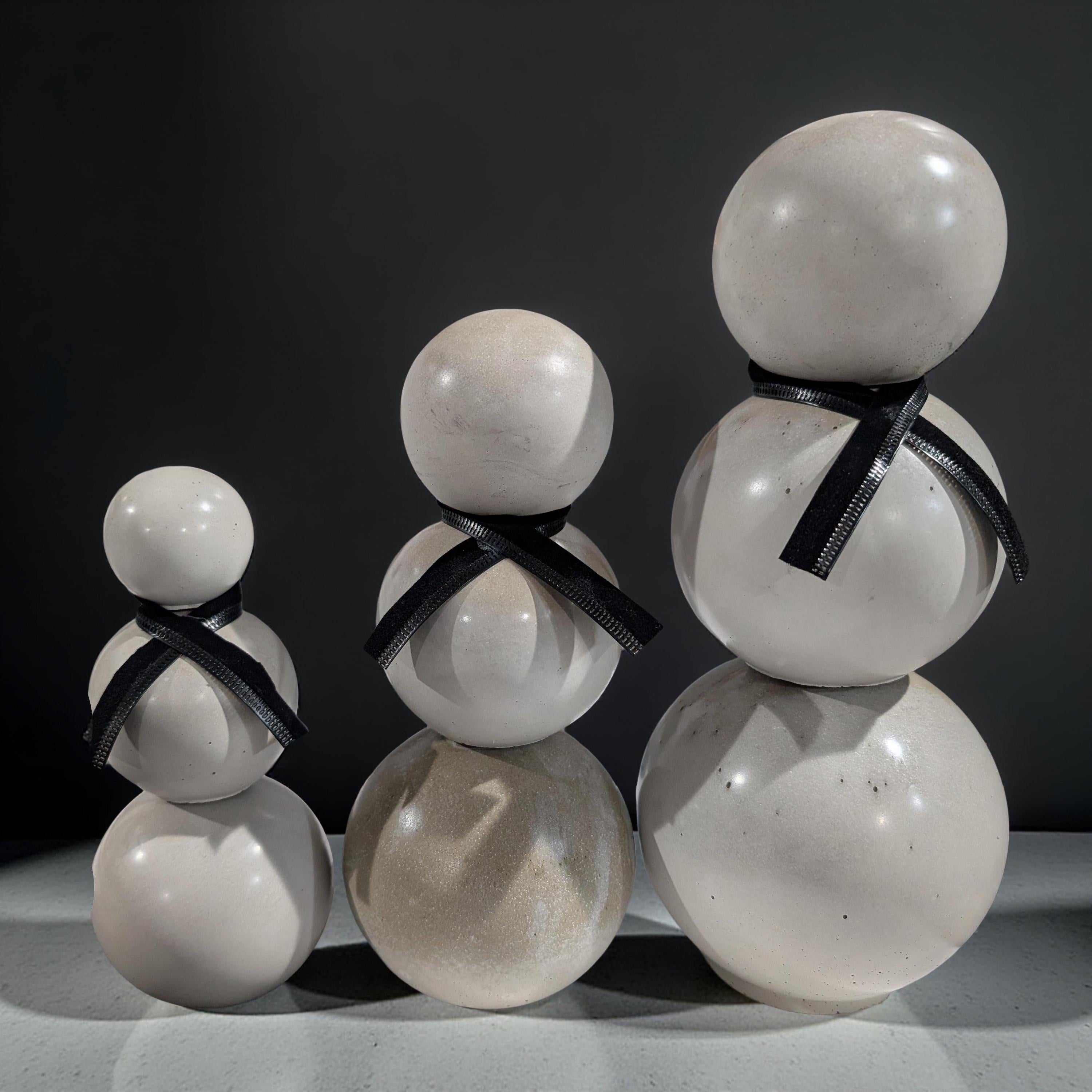 Handmade Concrete Snowman Set – Modern Minimalist Winter Décor