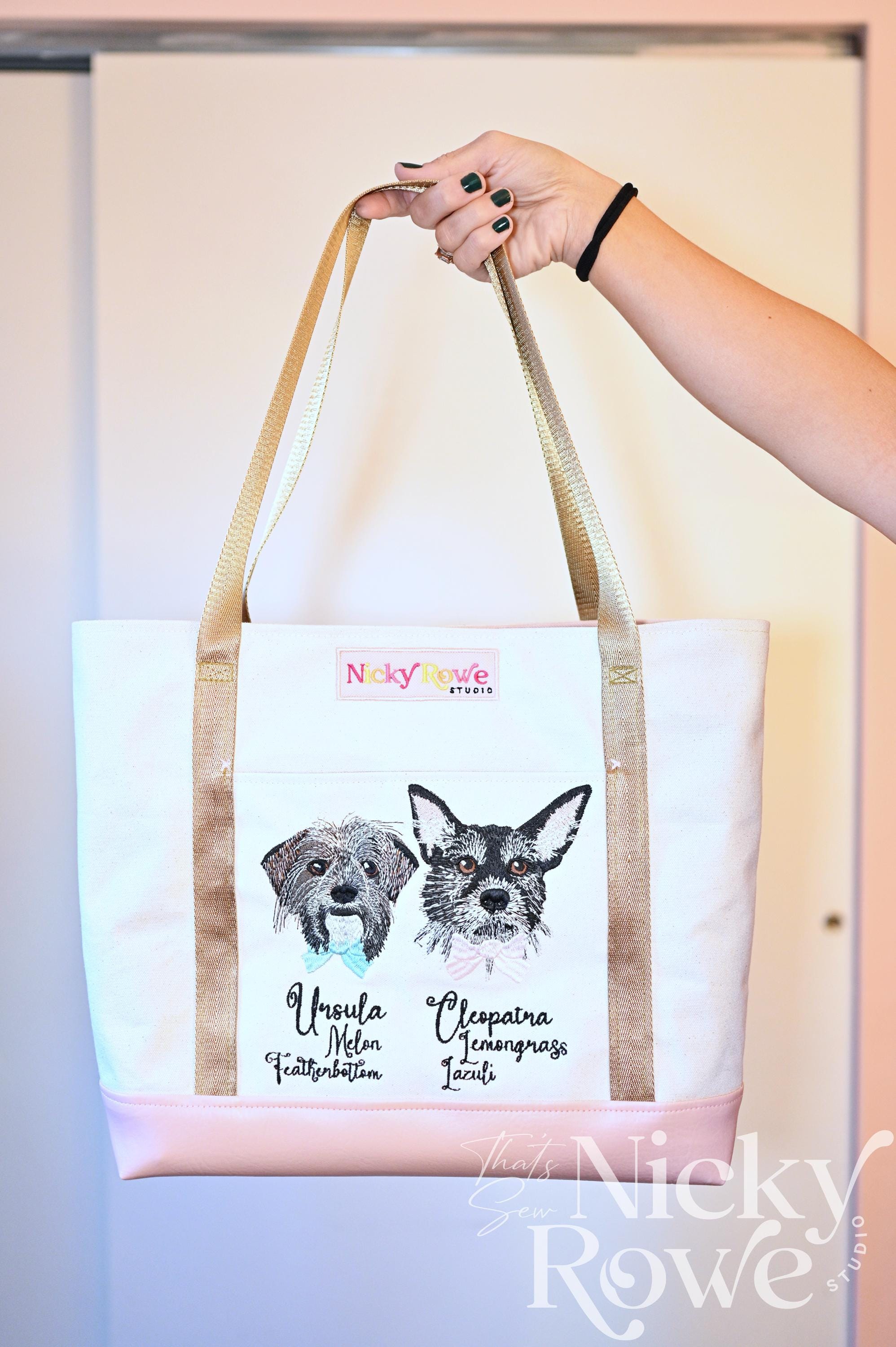 Pet Embroidered Tote Bag - Custom Handmade Everyday Tote made Functional Art - NO AI